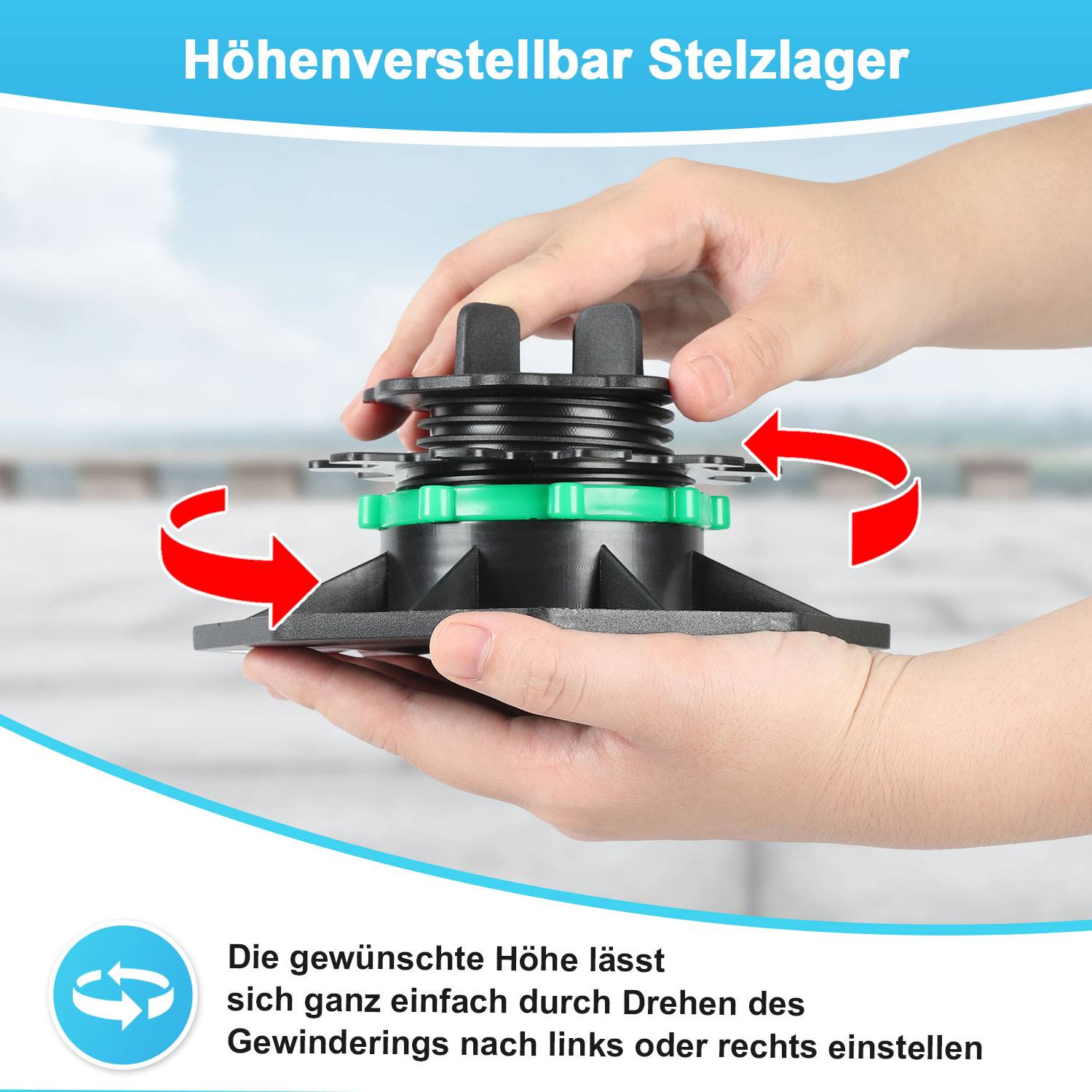 10 St. Stelzlager 42-60 mm Terrassenlager mit Fugenkreuz Steinstützen Stellfuß Höhenverstellbar Plattenlager mit Sicherungsring für Steinplatten