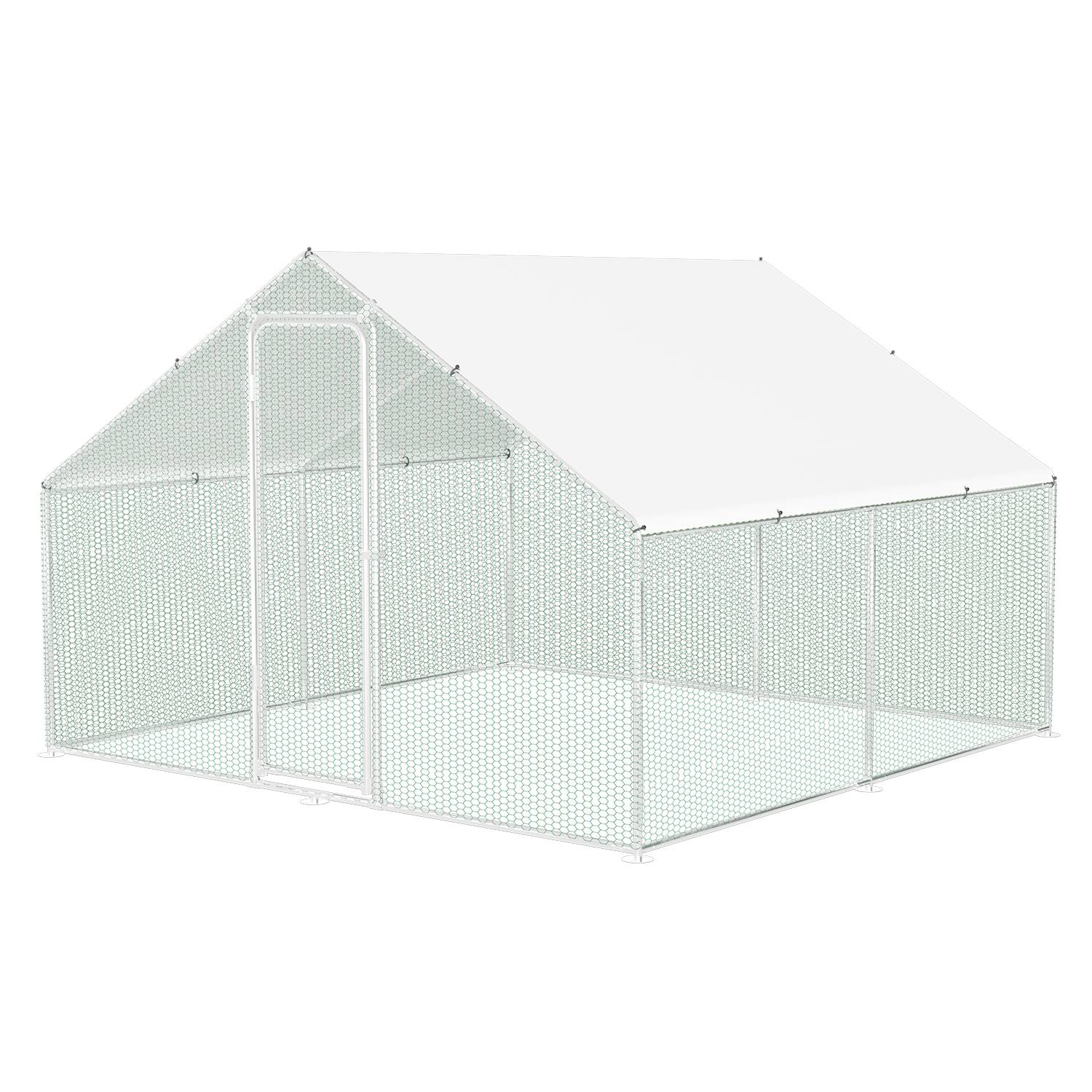 Hühnerstall 3x3x2m Hühnerhaus Kleintierstall Freilaufgehege Kleintiergehege Voliere Freigehege Hühnerkäfig Geflügelstall Verzinkter Stahlrahmen m