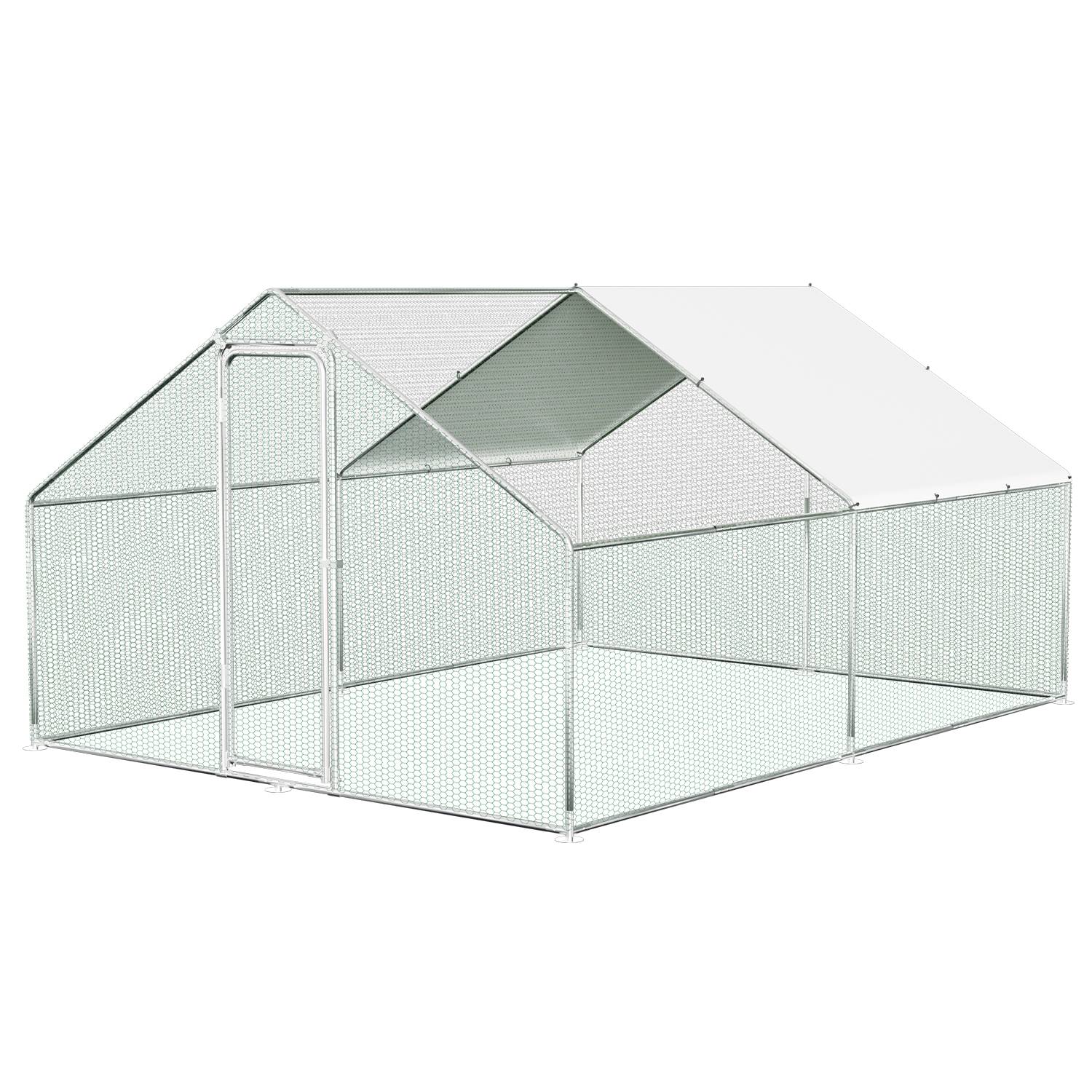 Hühnerstall 3x4x2m Hühnerhaus Kleintierstall Freilaufgehege Kleintiergehege Voliere Freigehege Hühnerkäfig Geflügelstall Verzinkter Stahlrahmen m