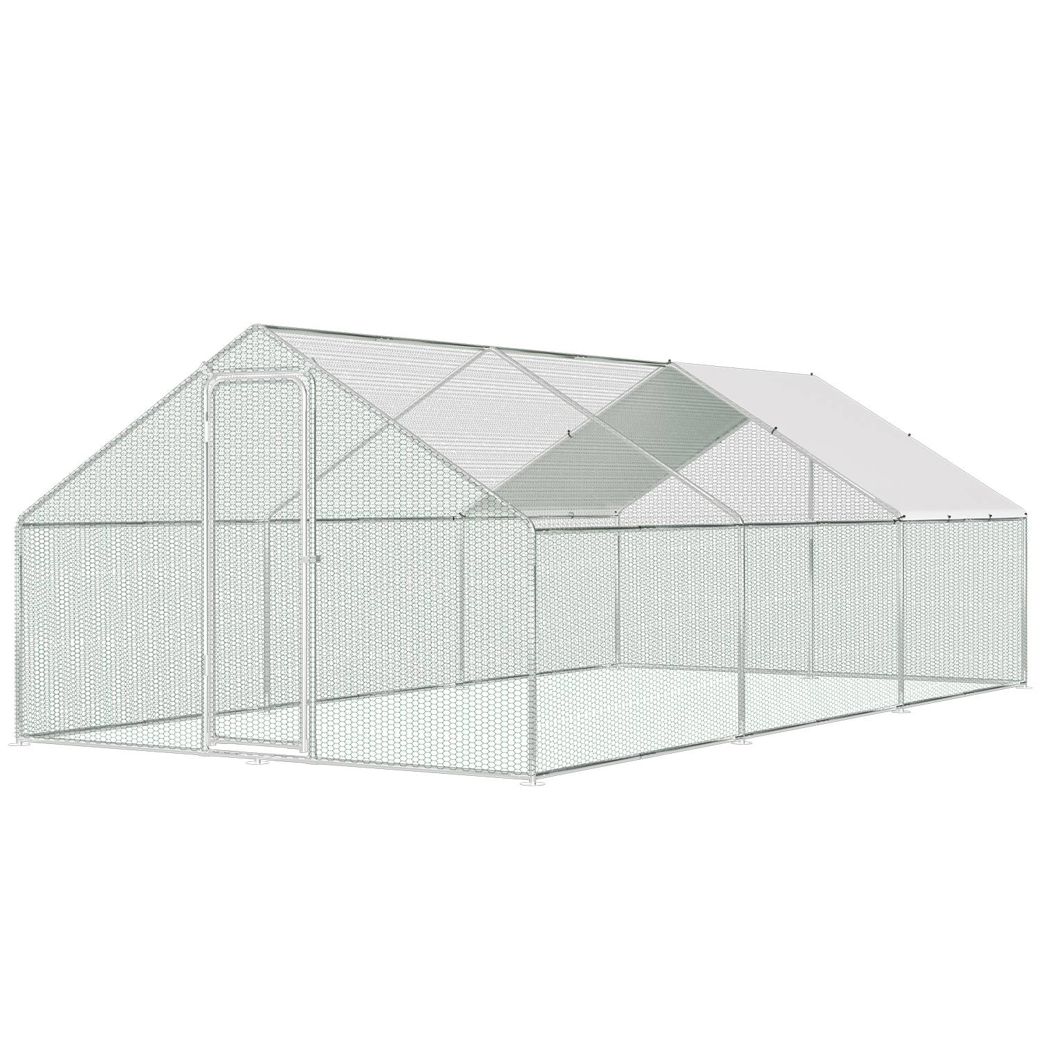 Hühnerstall 3x6x2m Hühnerhaus Kleintierstall Freilaufgehege Kleintiergehege Voliere Freigehege Hühnerkäfig Geflügelstall Verzinkter Stahlrahmen m
