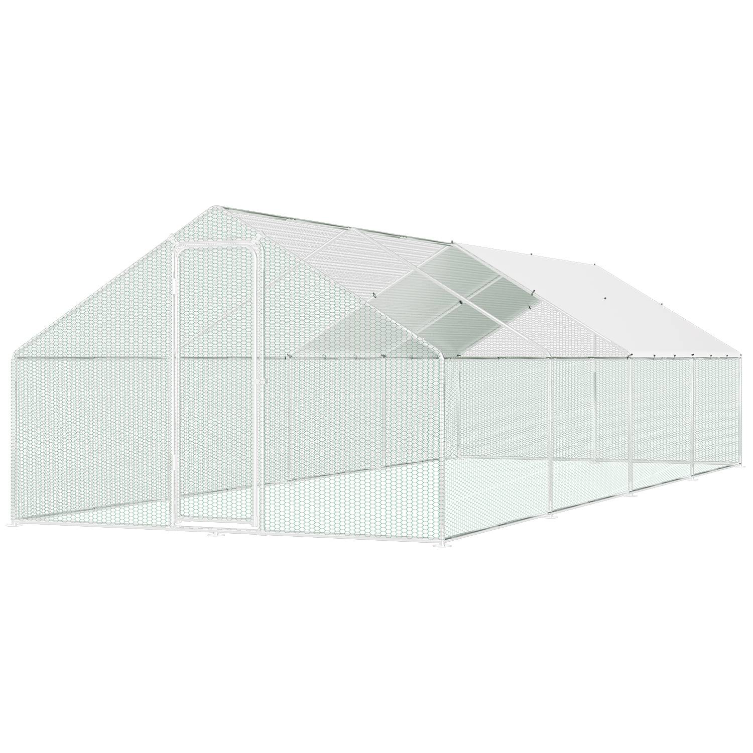 Hühnerstall 3x8x2m Hühnerhaus Kleintierstall Freilaufgehege Kleintiergehege Voliere Freigehege Hühnerkäfig Geflügelstall Verzinkter Stahlrahmen m