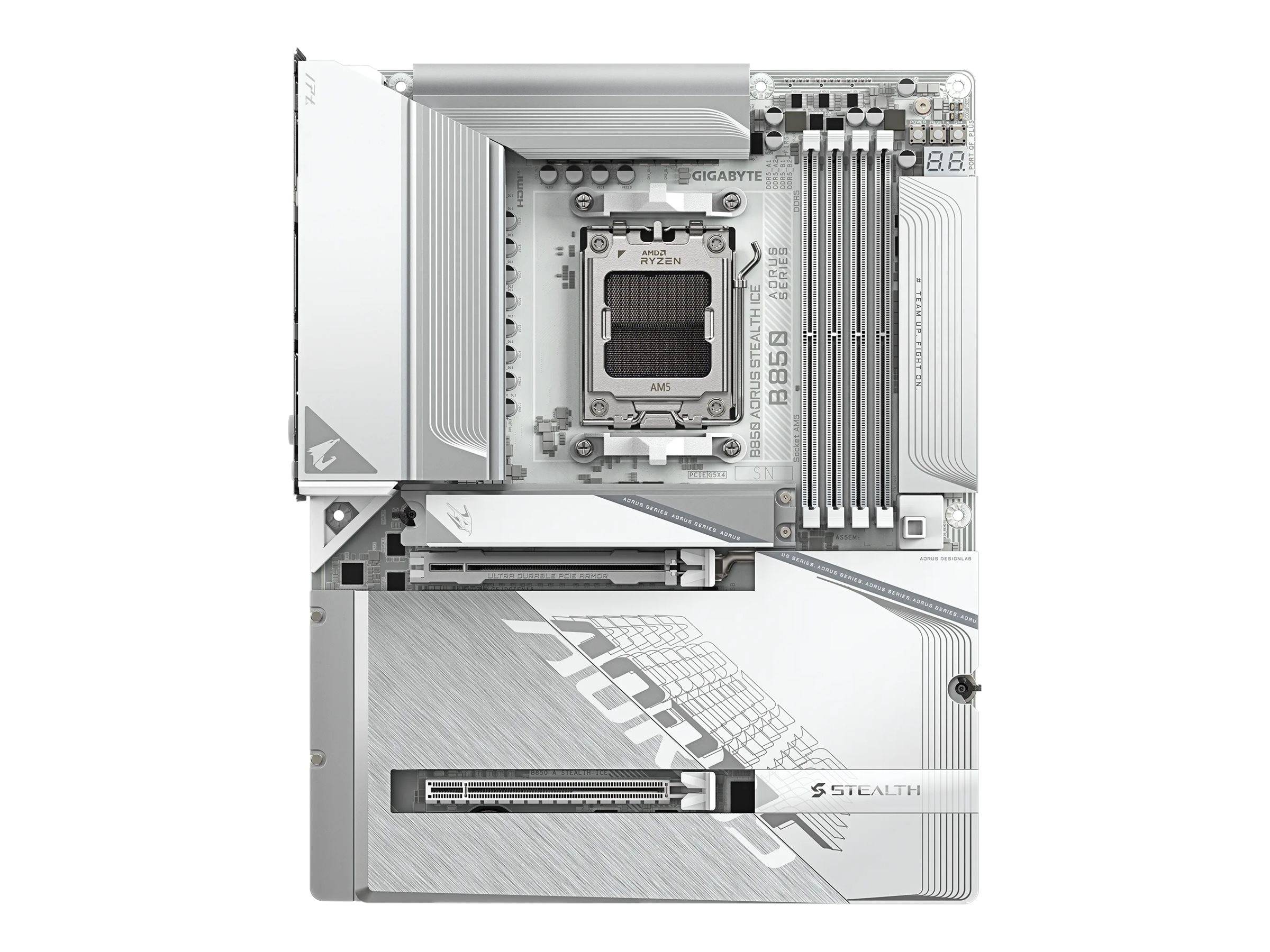 Gigabyte AORUS B850 STEALTH ICE - Motherboard - ATX - LGA1851-Sockel - AMD B850 Chipsatz - USB 3.2 Gen 1, USB-C 3.2 Gen2, USB-C 3.2 Gen 2x2, USB