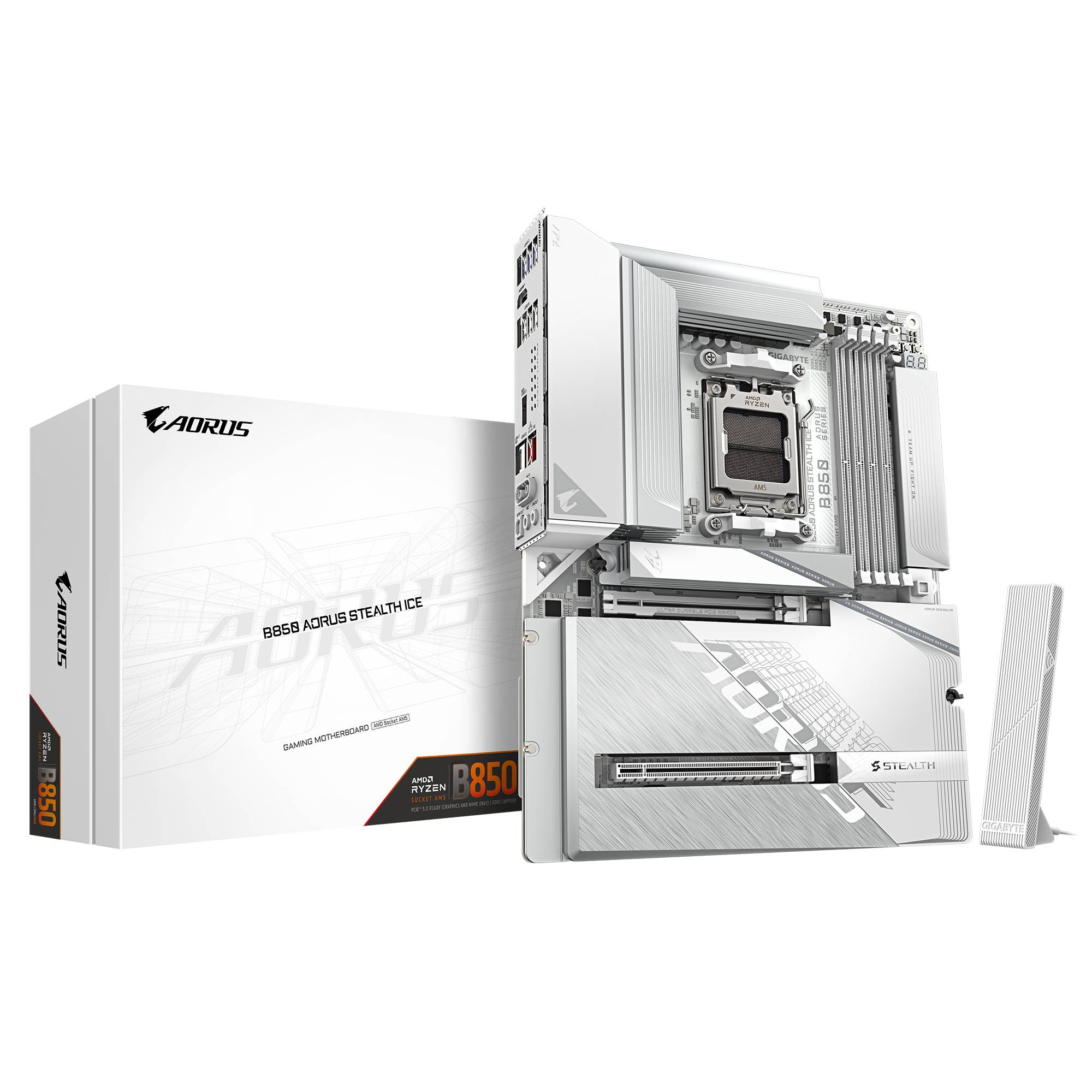 Gigabyte AORUS B850 STEALTH ICE - Motherboard - ATX - LGA1851-Sockel - AMD B850 Chipsatz - USB 3.2 Gen 1, USB-C 3.2 Gen2, USB-C 3.2 Gen 2x2, USB