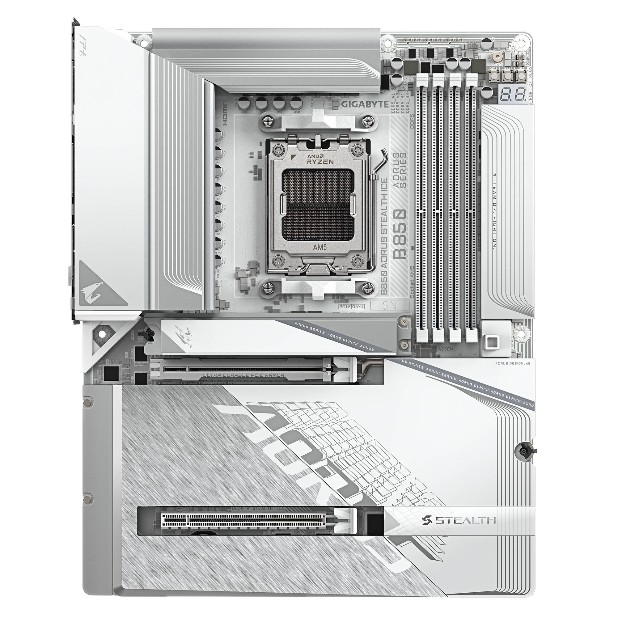 Gigabyte AORUS B850 STEALTH ICE - Motherboard - ATX - LGA1851-Sockel - AMD B850 Chipsatz - USB 3.2 Gen 1, USB-C 3.2 Gen2, USB-C 3.2 Gen 2x2, USB