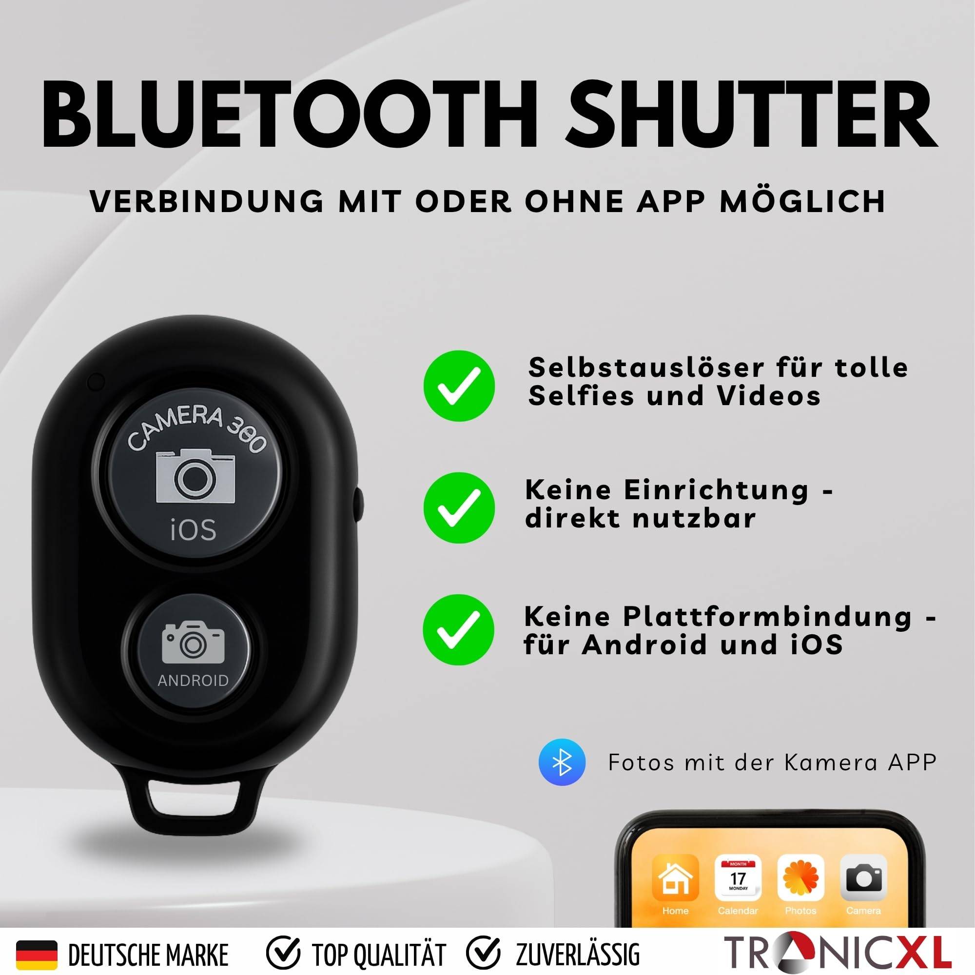 Smartphone Stativ Adapter Drehbar Halterung mit Bluetooth Selbstauslöser Handy Kaltschuh ColdShoe Hotshoe kompatibel mit Apple iPhone Smartphones