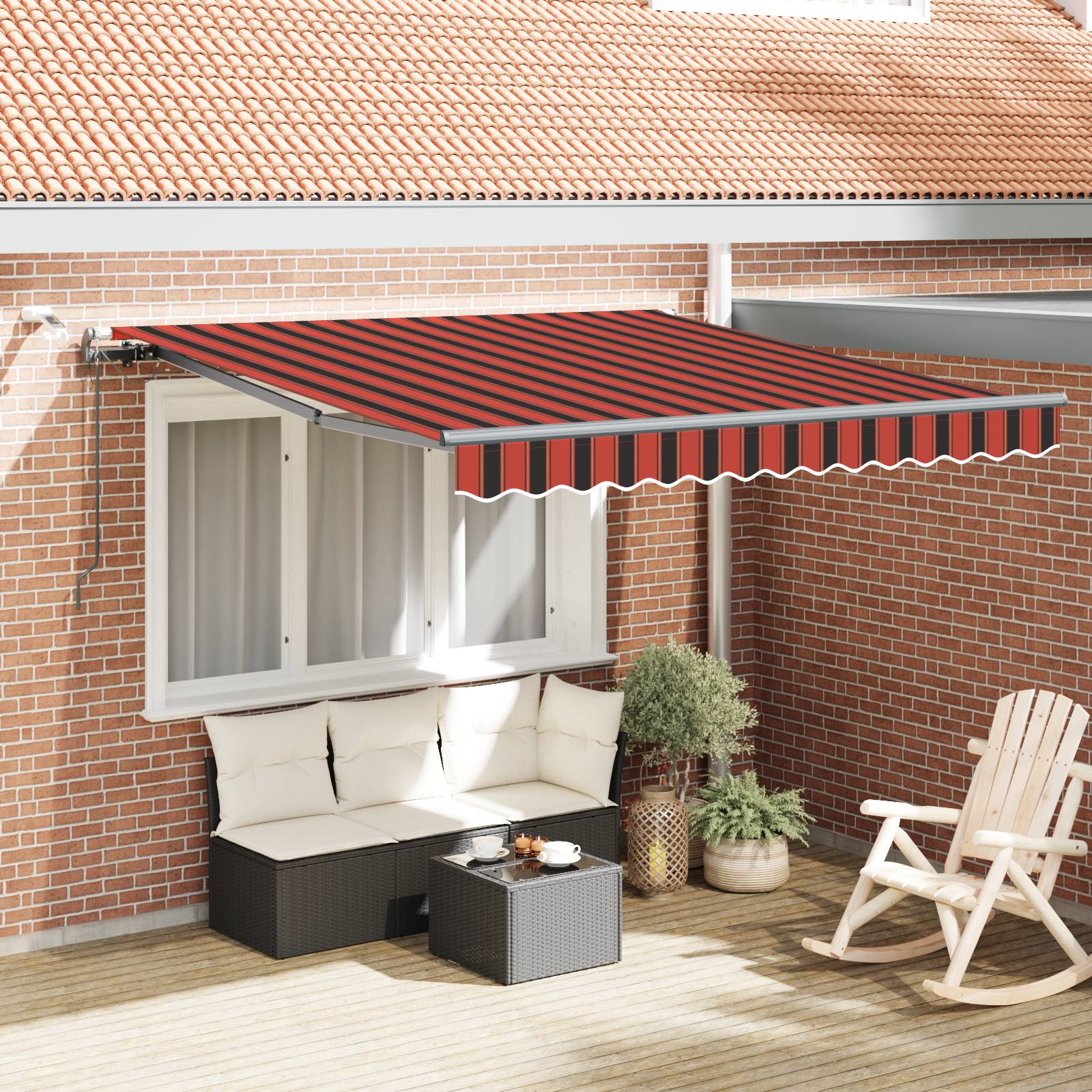 vidaXL Automatische Einziehbare Markise mit LED Orange und Braun 300x250 cm