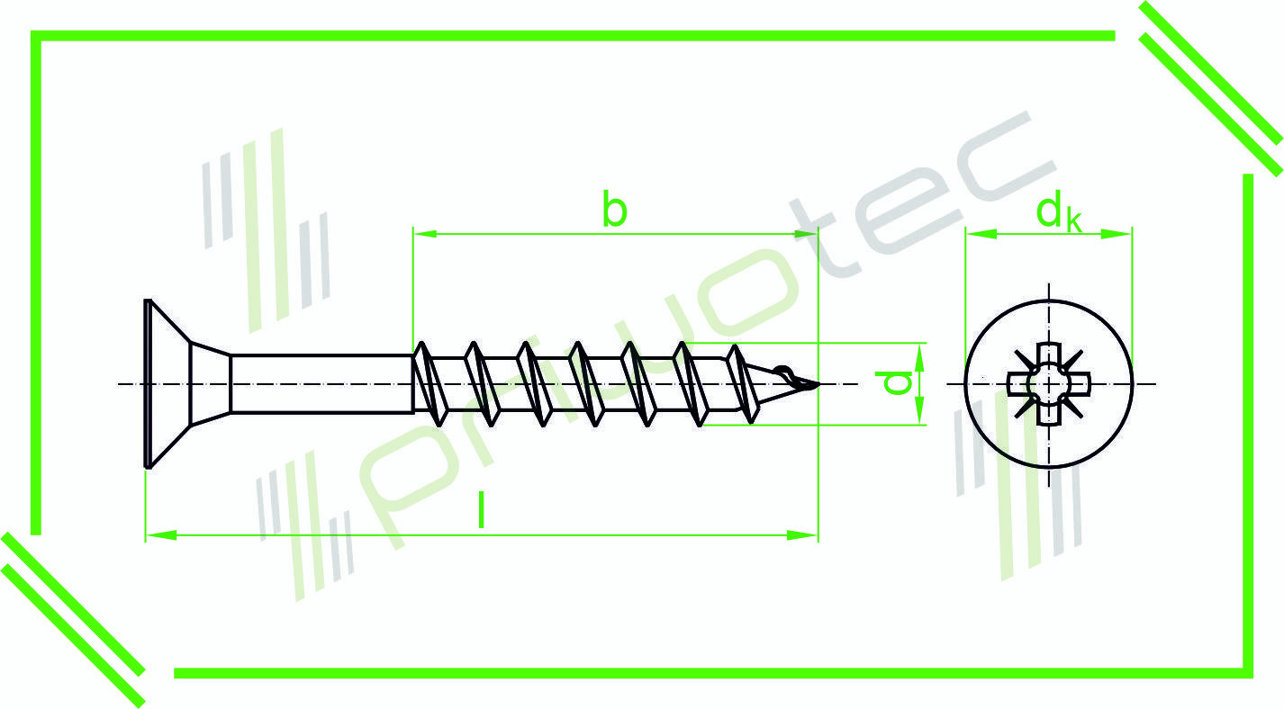 Spanplattenschraube 6,0x160 mit Senkkopf, Teilgewinde, Kreuzschlitz Pozi Material: Stahl - verzinkt (100 Stk.)