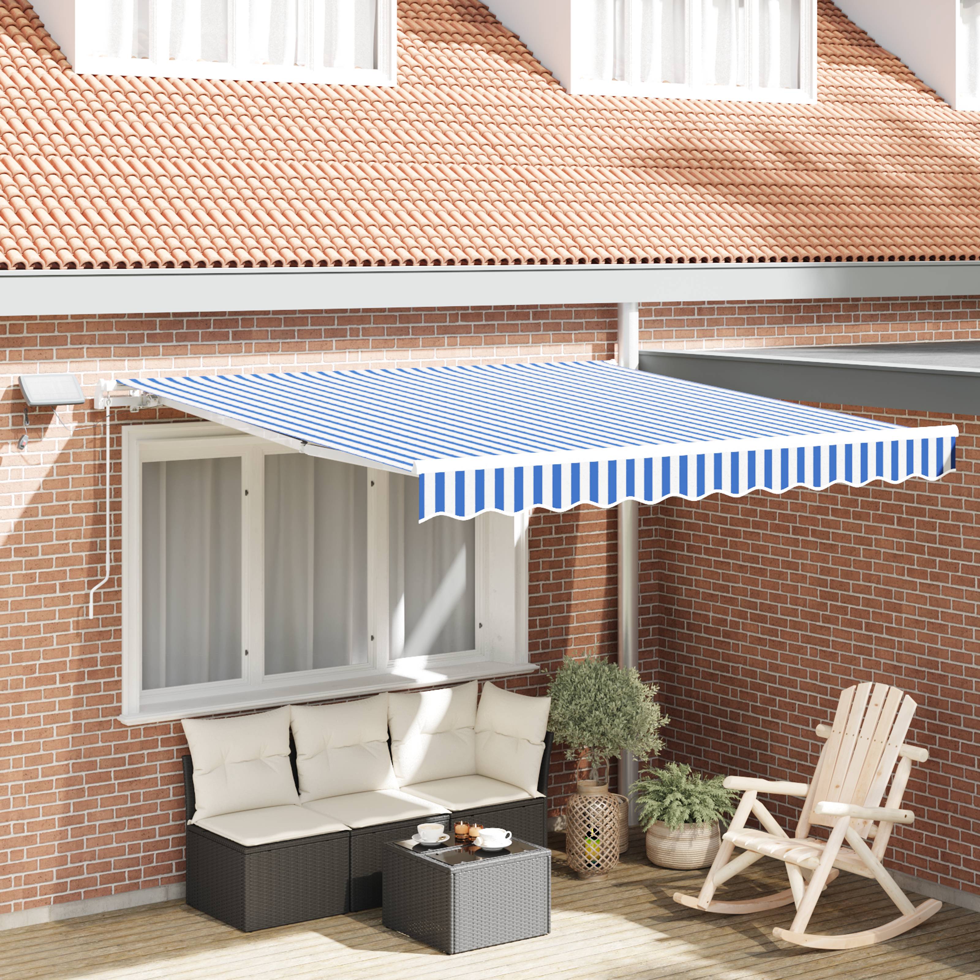 vidaXL Einziehbare Markise Blau und weiß 3.5 x 2.5 m Stoff und Metall