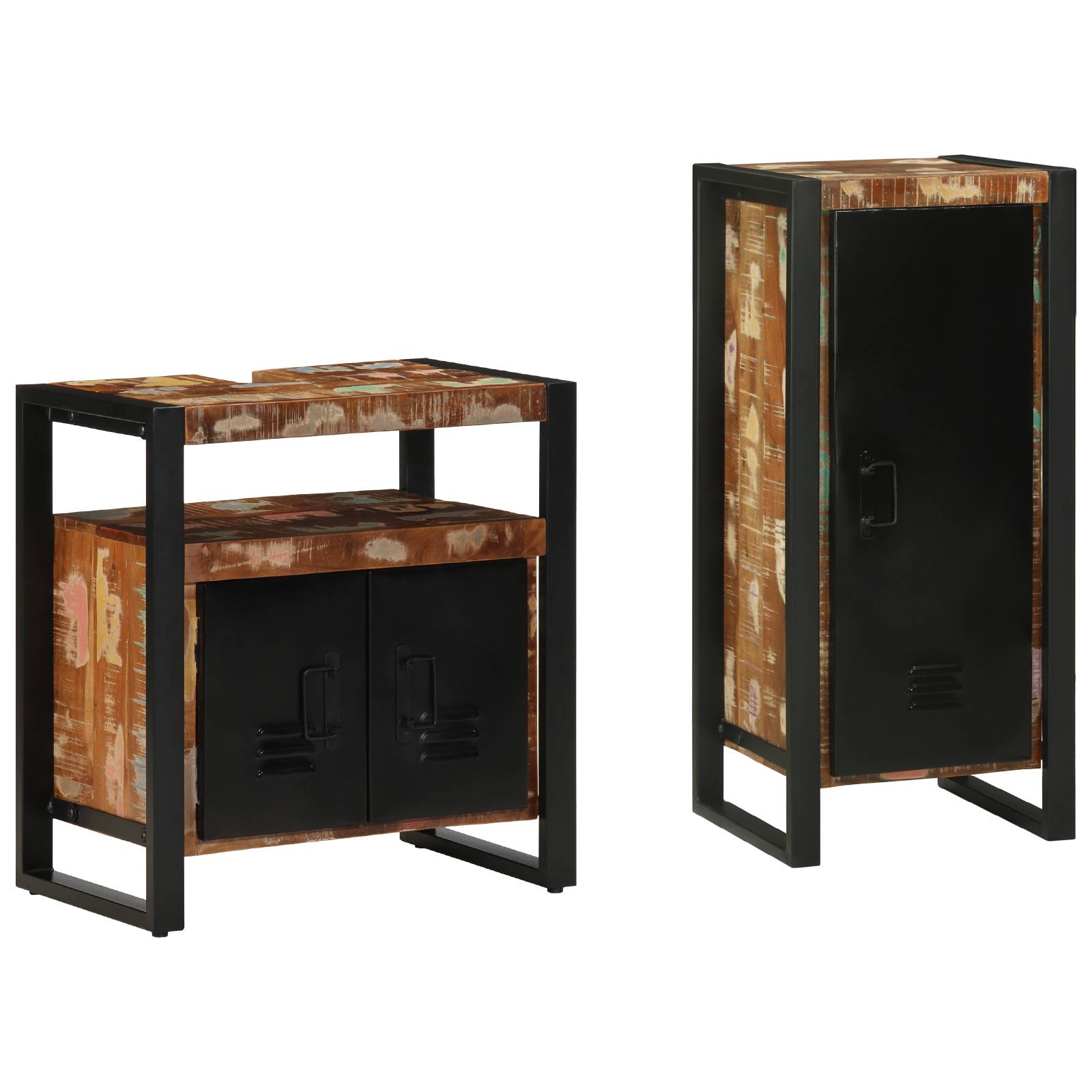 vidaXL Badezimmermöbel Set 2 pcs Mehrfarbig Massives recyceltes Holz