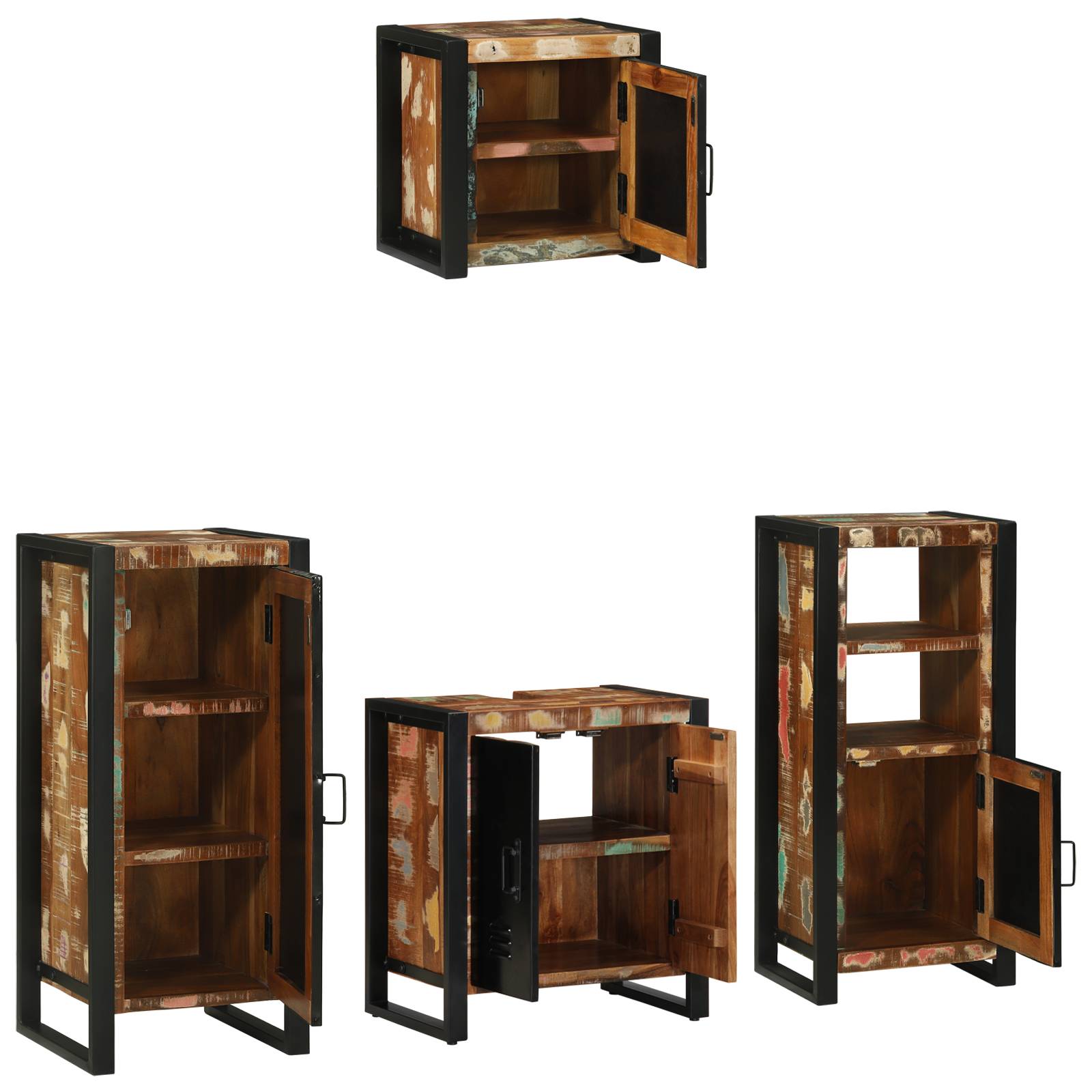 vidaXL Badezimmermöbel Set 4 pcs Mehrfarbig Massives recyceltes Holz