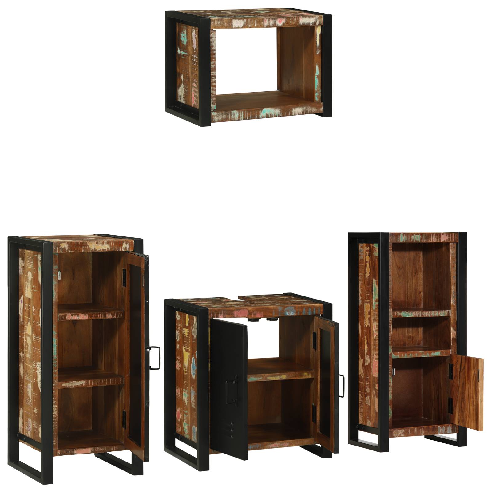 vidaXL Badezimmermöbel Set 4 pcs Mehrfarbig Massives recyceltes Holz