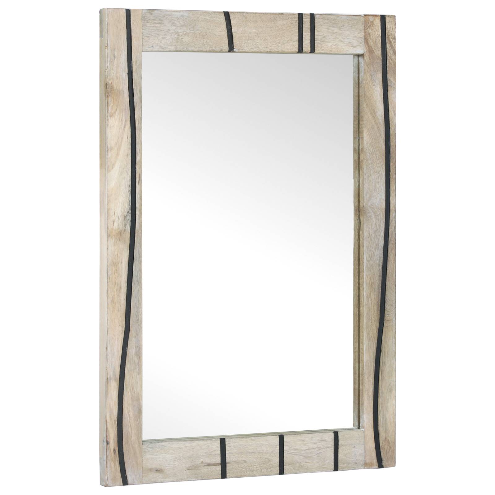 vidaXL Badezimmer Spiegel mit Spiegel Braun, Silber 50 x 2,5 x 70 cm