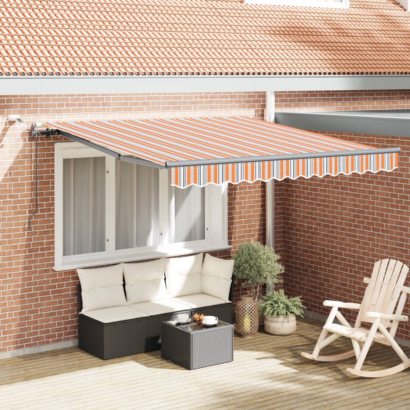 vidaXL Automatische einziehbare Markise mit buntem LED-Streifen 350x250 cm