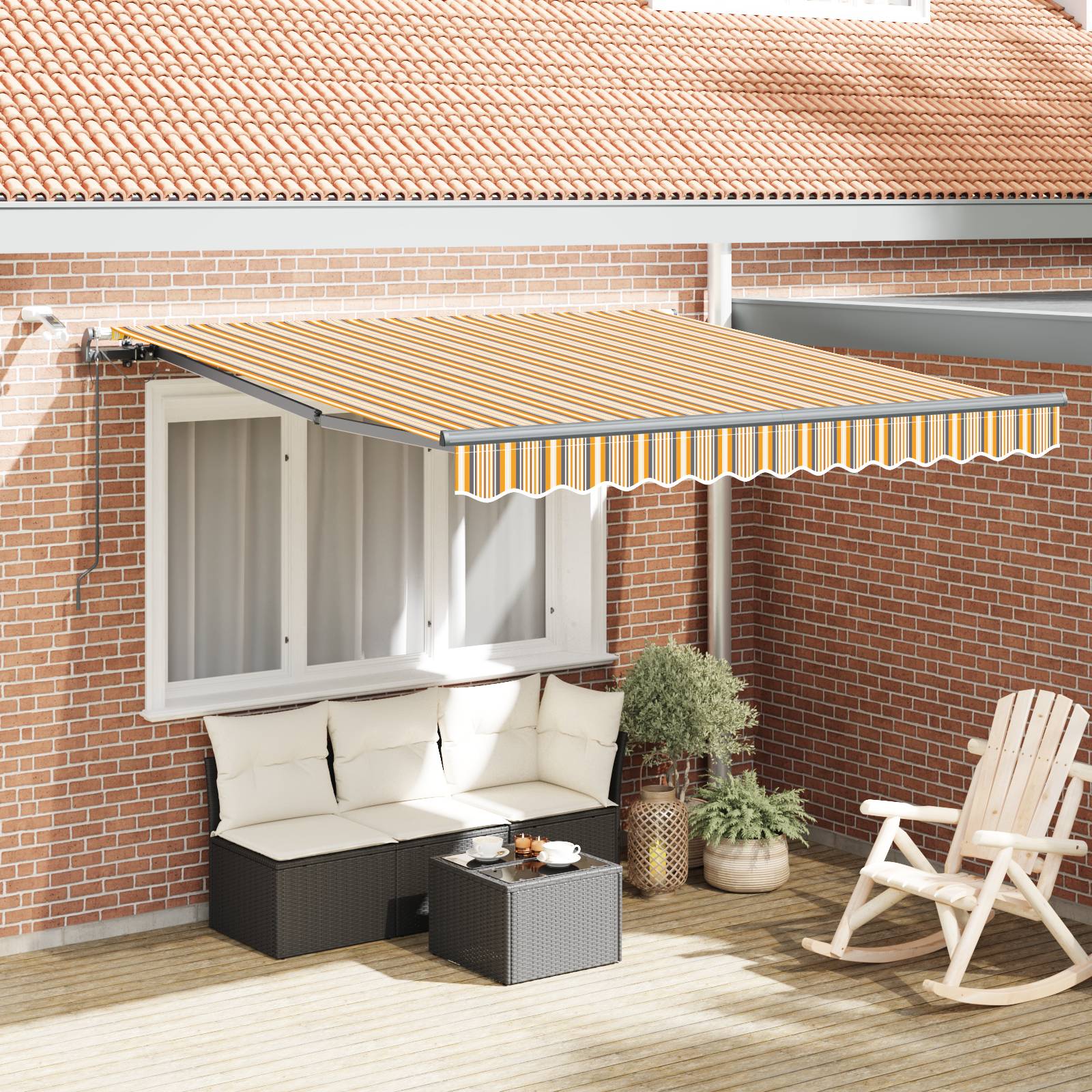 vidaXL Automatische einziehbare Markise mit LED Multicolor-Streifen 350x250 cm