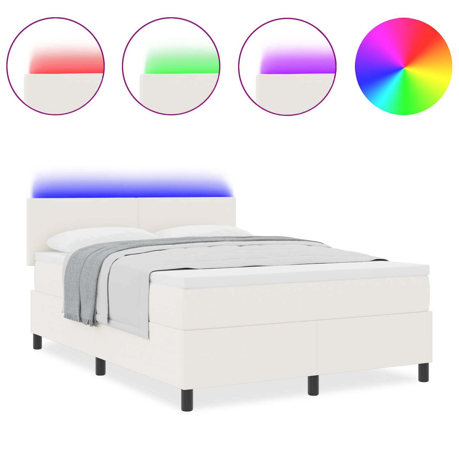 vidaXL Boxspringbett mit Matratze & LED Creme 160x200 cm Cordstoff