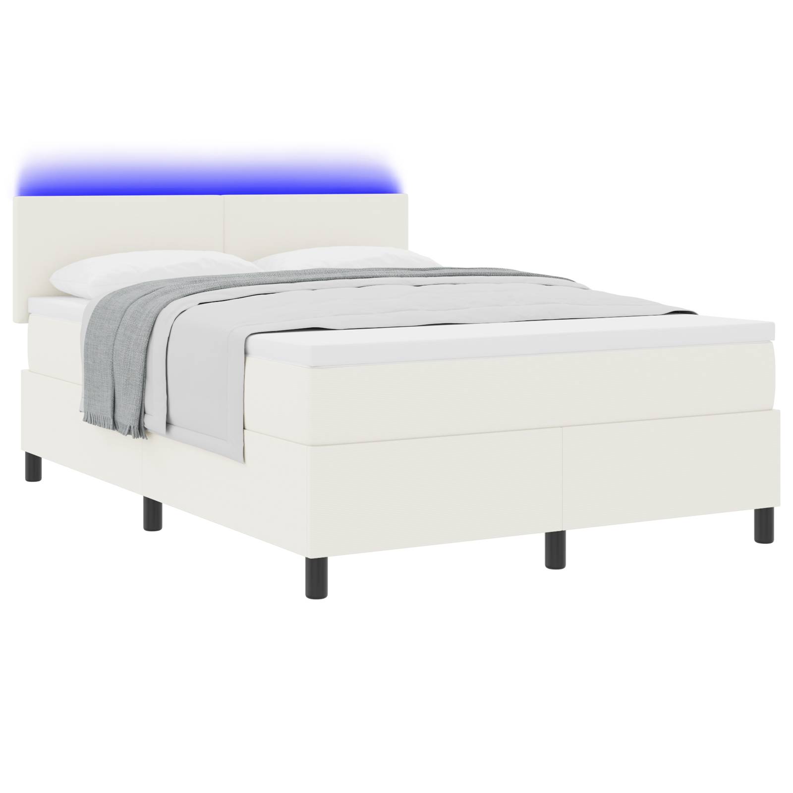 vidaXL Boxspringbett mit Matratze & LED Creme 160x200 cm Cordstoff