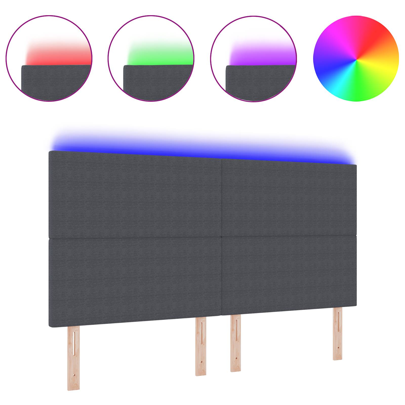 vidaXL LED Kopfteil Dunkelgrau 90 cm Cordstoff