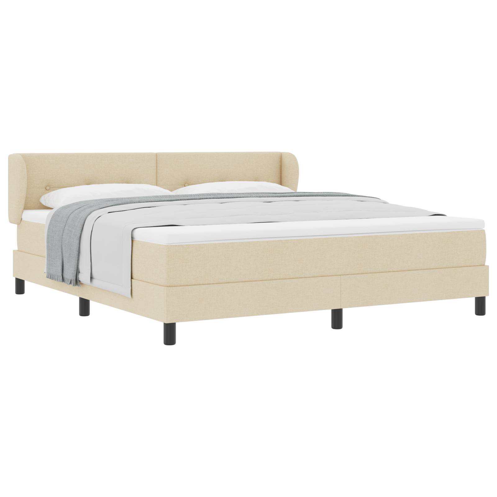vidaXL Boxspringbett mit Matratze Creme 180x200 cm Stoff