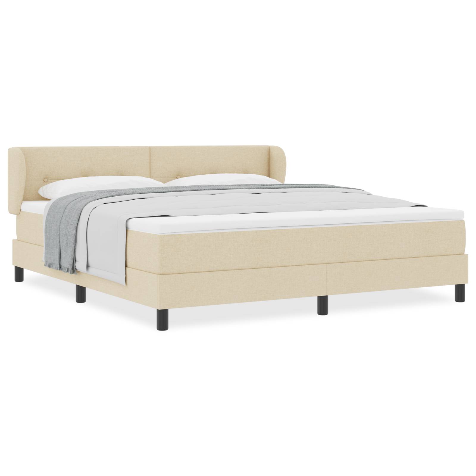 vidaXL Boxspringbett mit Matratze Creme 180x200 cm Stoff