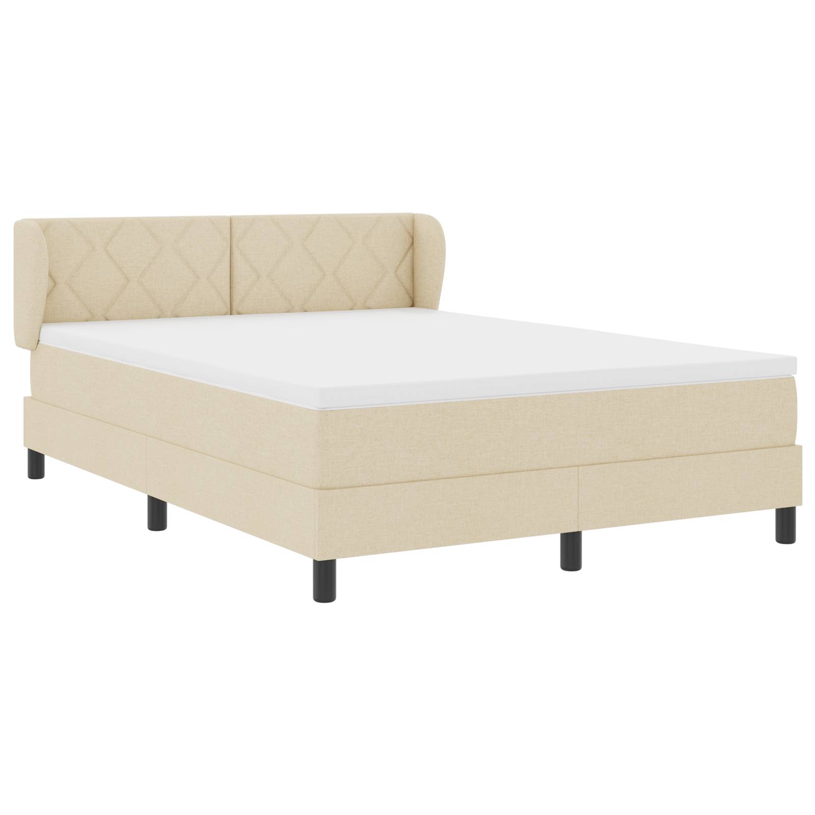 vidaXL Boxspringbett mit Matratze Creme 140x190 cm Stoff