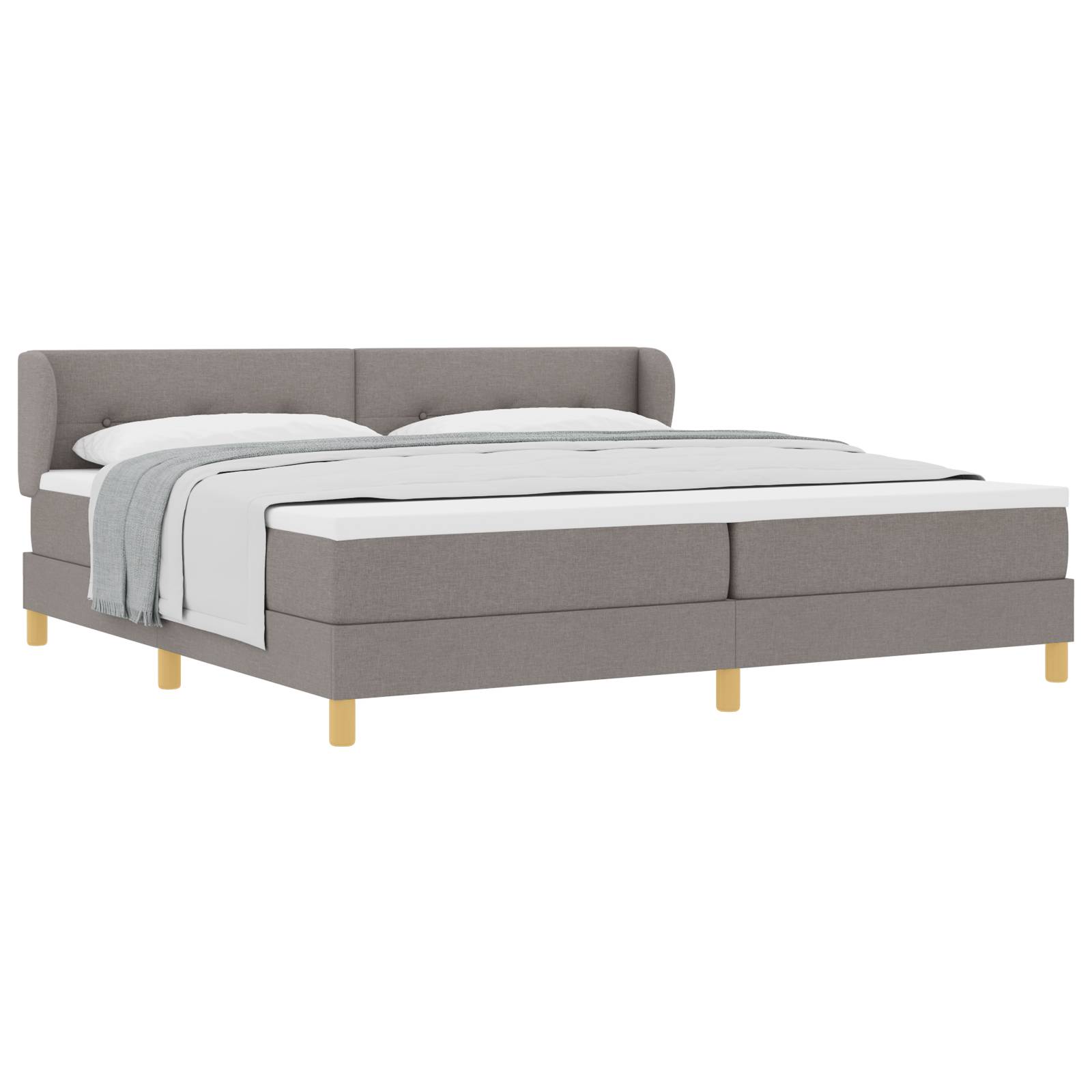vidaXL Boxspringbett mit Matratze Taupe 200x200 cm Stoff