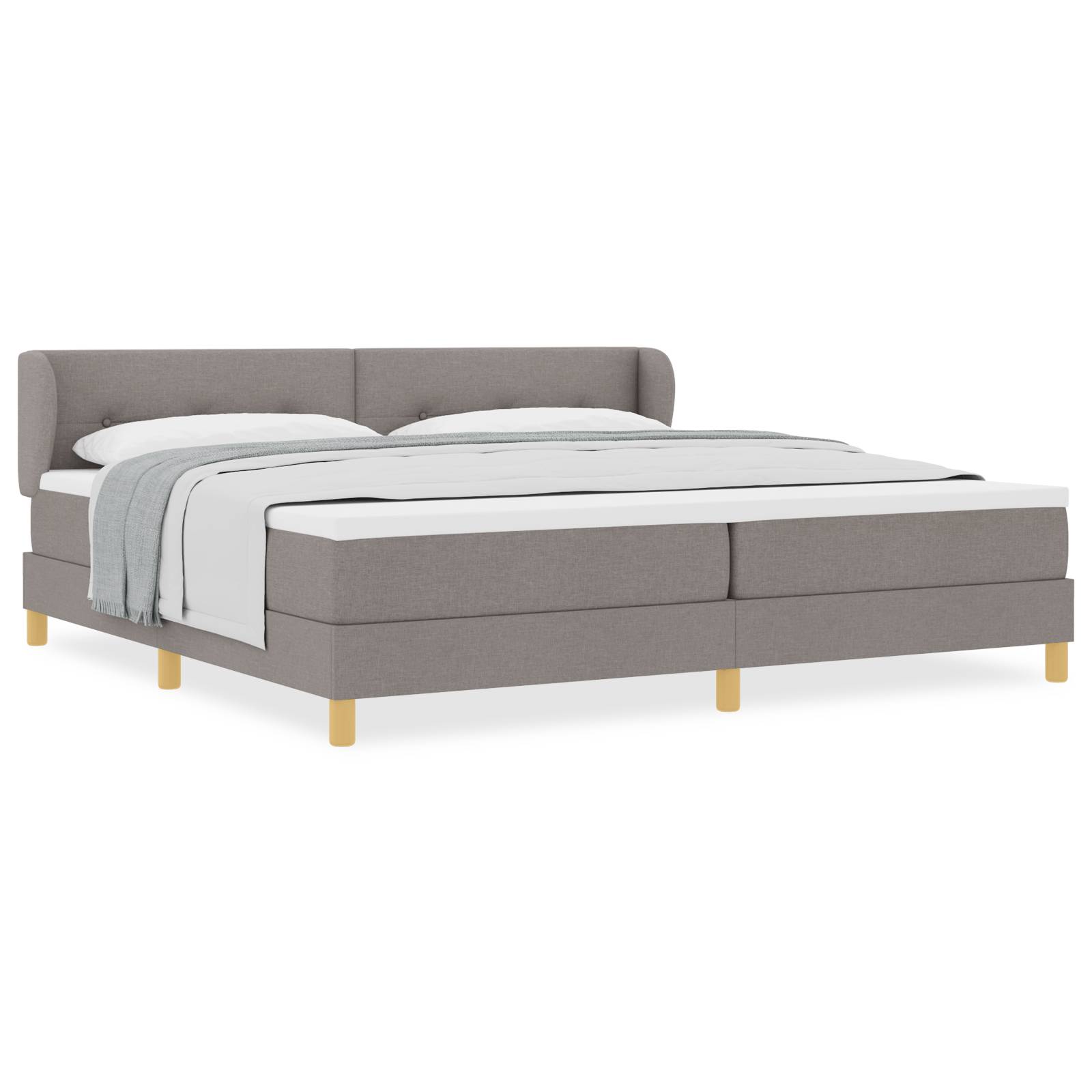 vidaXL Boxspringbett mit Matratze Taupe 200x200 cm Stoff