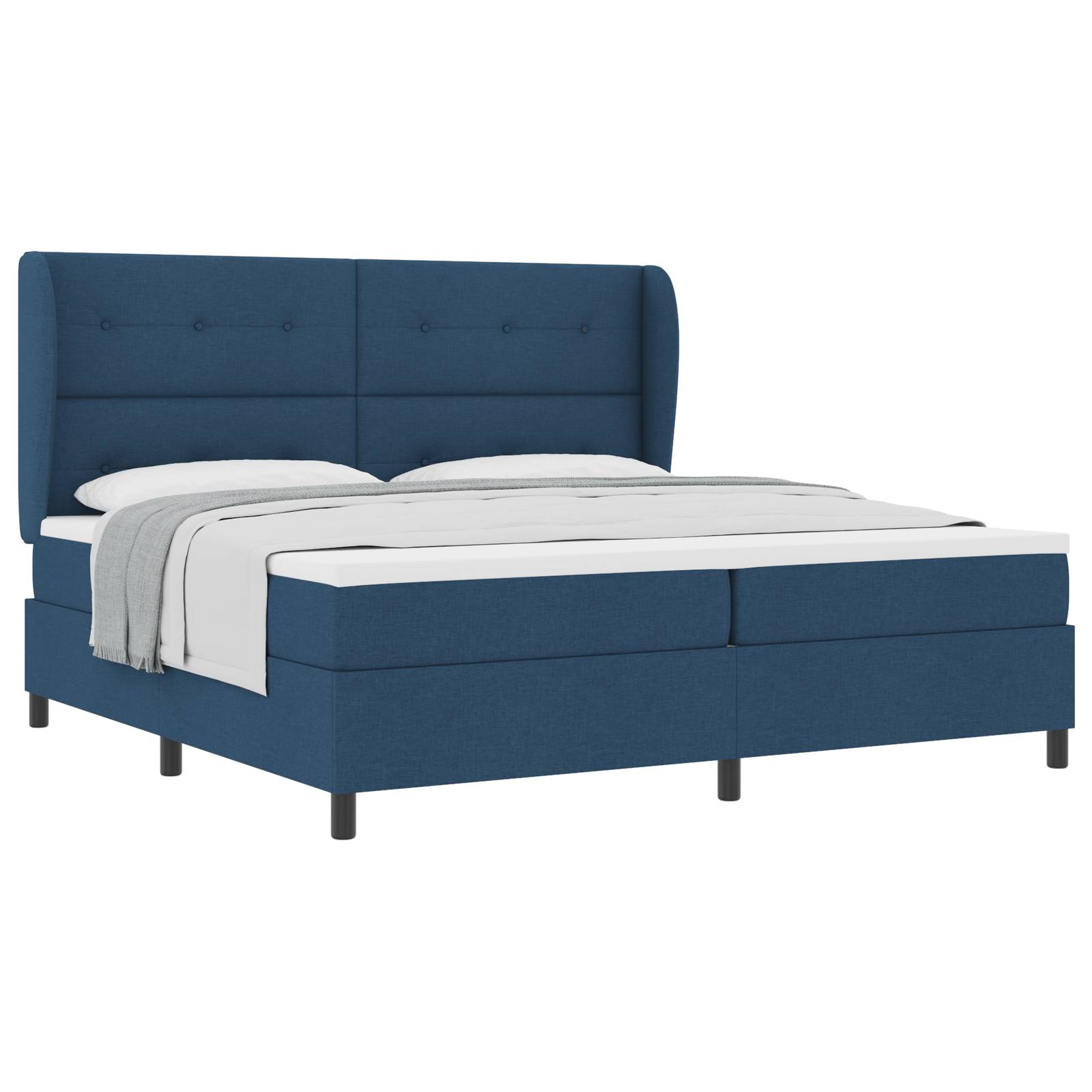 vidaXL Boxspringbett mit Matratze Blau 200x200 cm Stoff