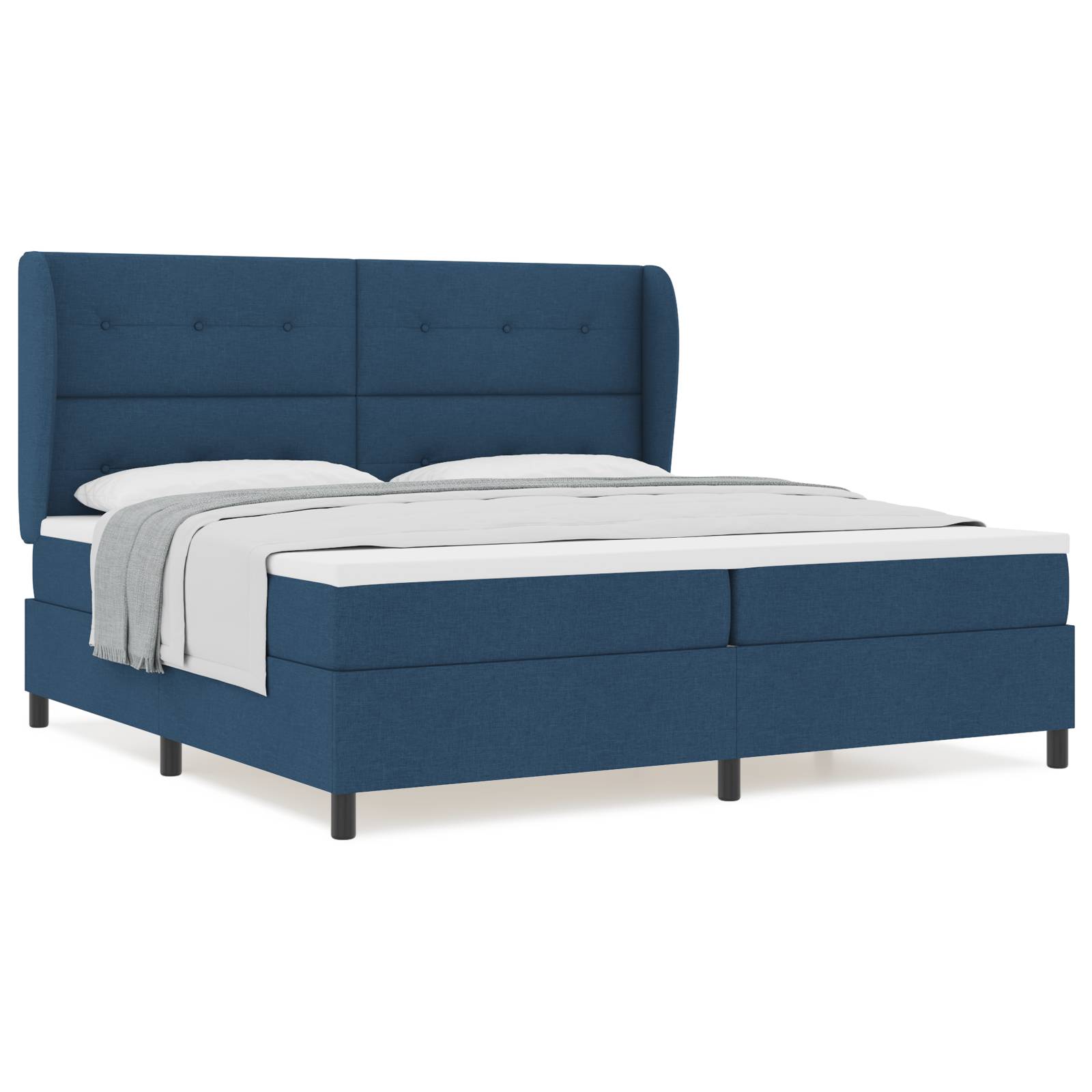 vidaXL Boxspringbett mit Matratze Blau 200x200 cm Stoff