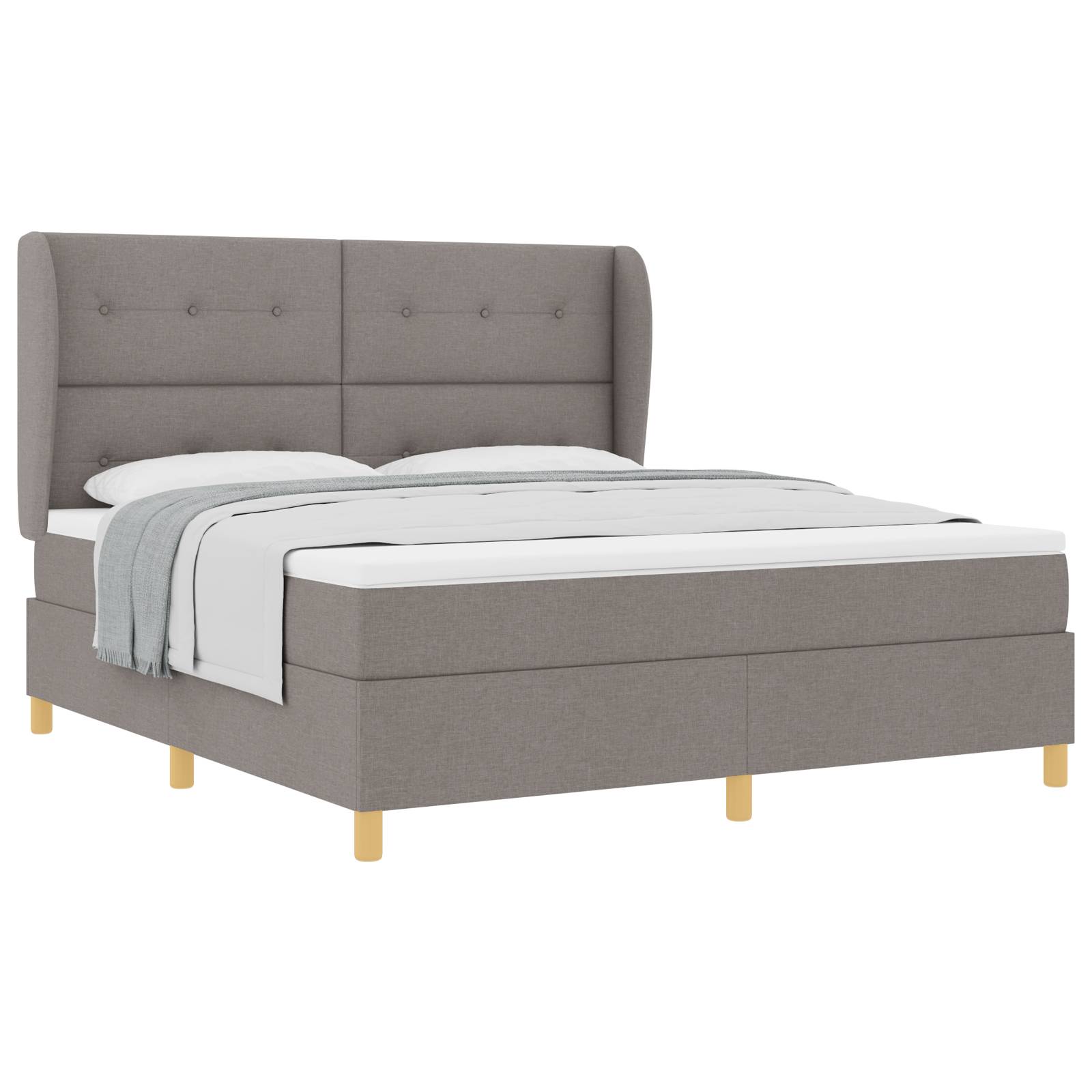 vidaXL Boxspringbett mit Matratze Taupe 180x200 cm Stoff