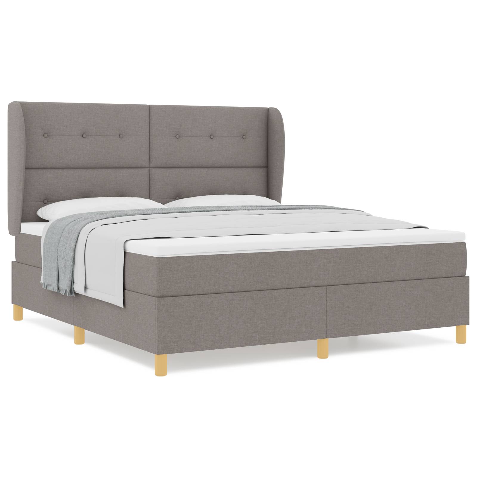 vidaXL Boxspringbett mit Matratze Taupe 180x200 cm Stoff