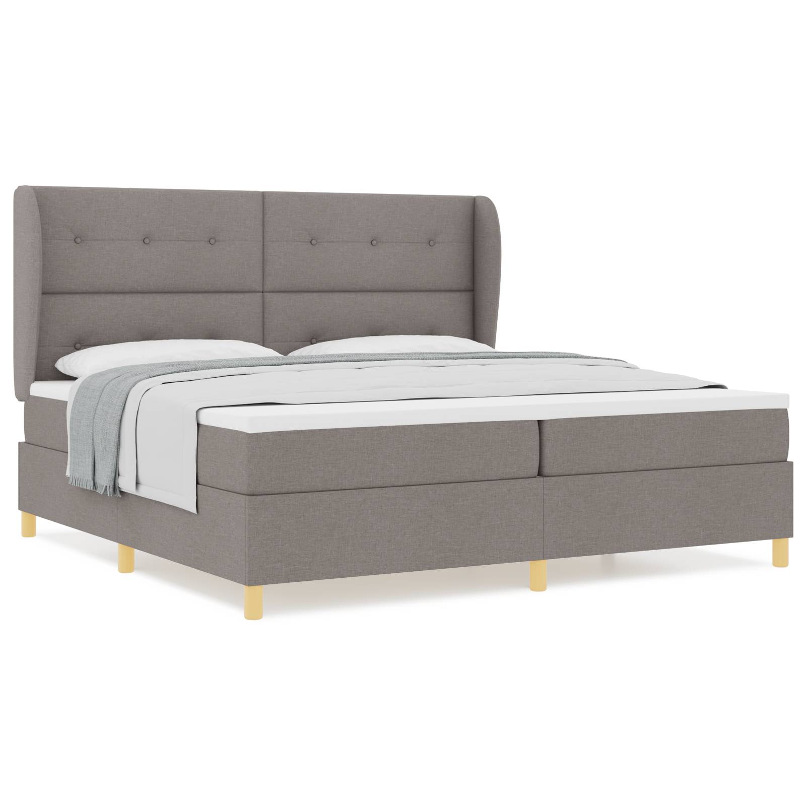 vidaXL Boxspringbett mit Matratze Taupe 200x200 cm Stoff
