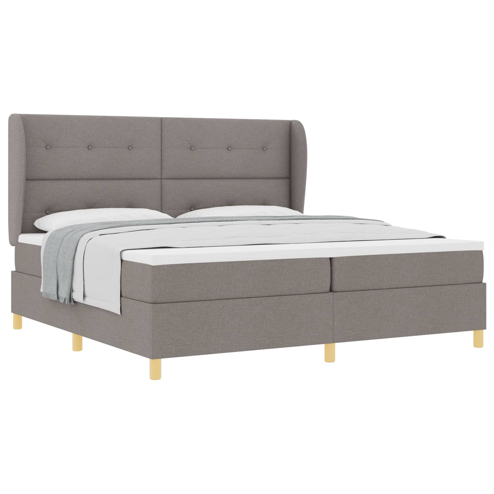 vidaXL Boxspringbett mit Matratze Taupe 200x200 cm Stoff