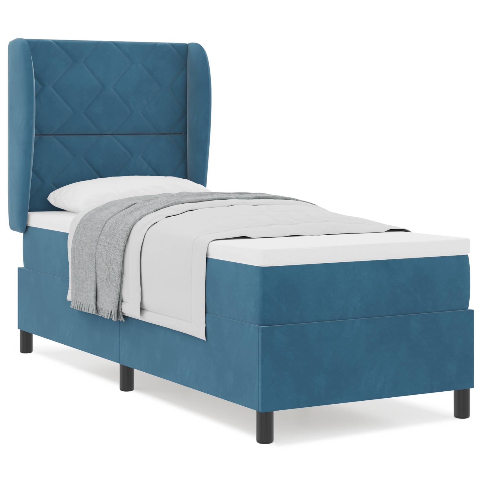 vidaXL Boxspringbett mit Matratze Dunkelblau 80x200 cm Samt