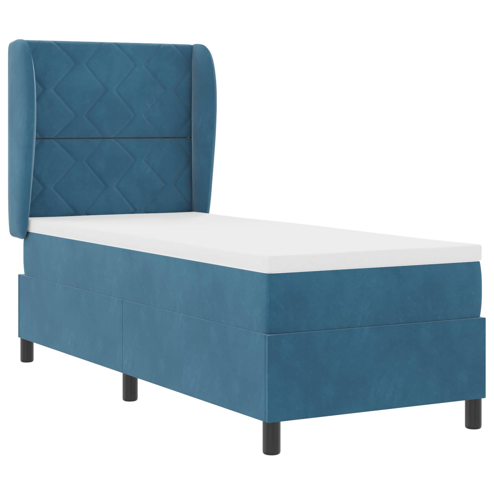 vidaXL Boxspringbett mit Matratze Dunkelblau 80x200 cm Samt