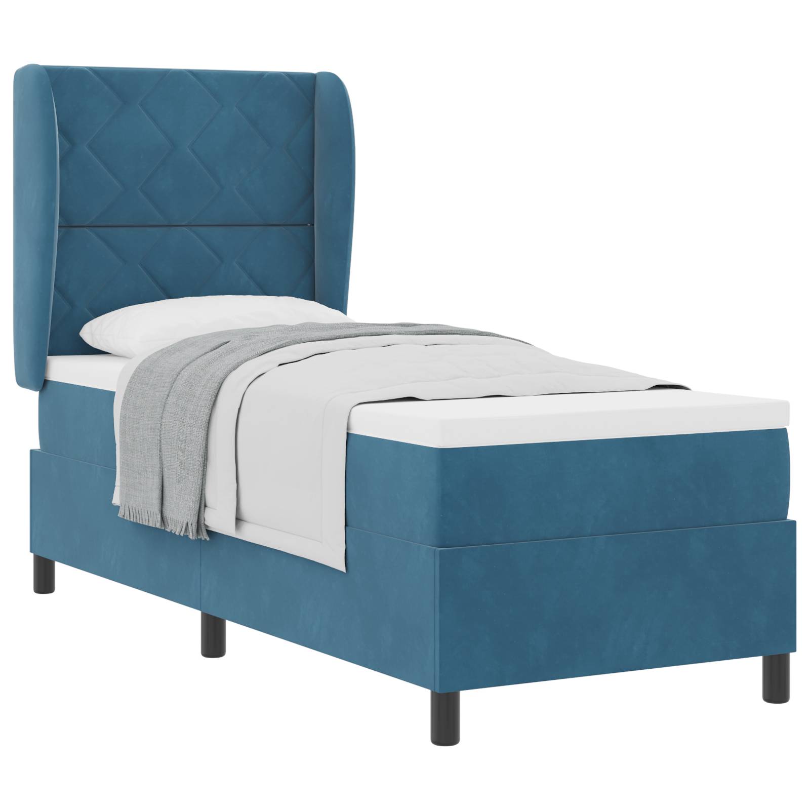 vidaXL Boxspringbett mit Matratze Dunkelblau 80x200 cm Samt