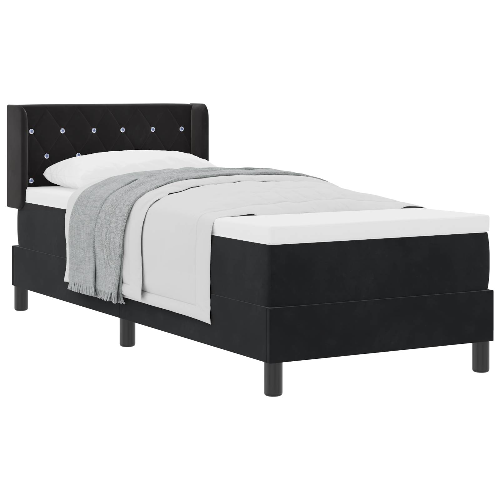vidaXL Boxspringbett mit Matratze Schwarz 80 x 200 cm Samt