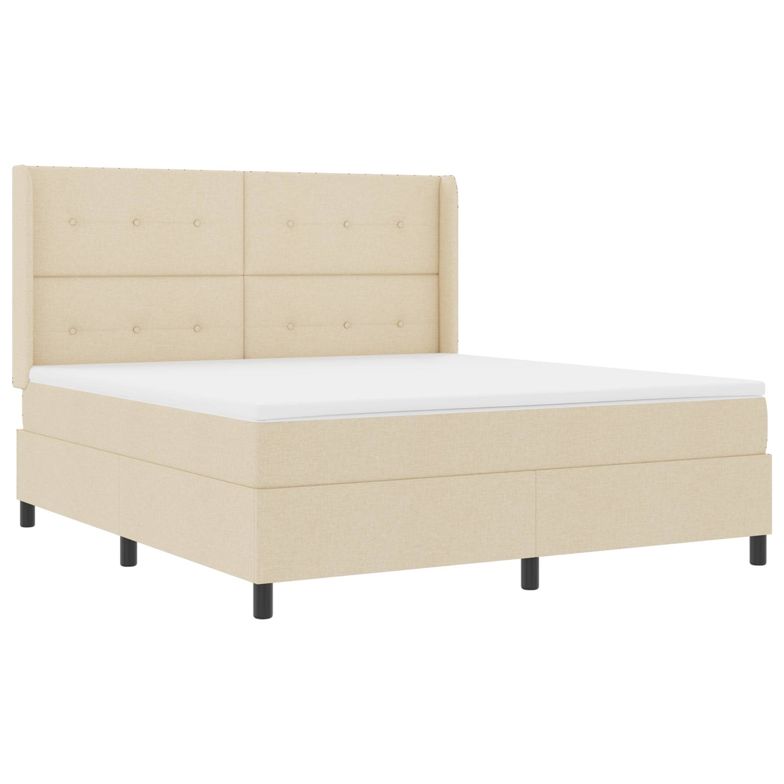 vidaXL LED Boxspringbett mit Matratze Creme 180x200 cm Stoff