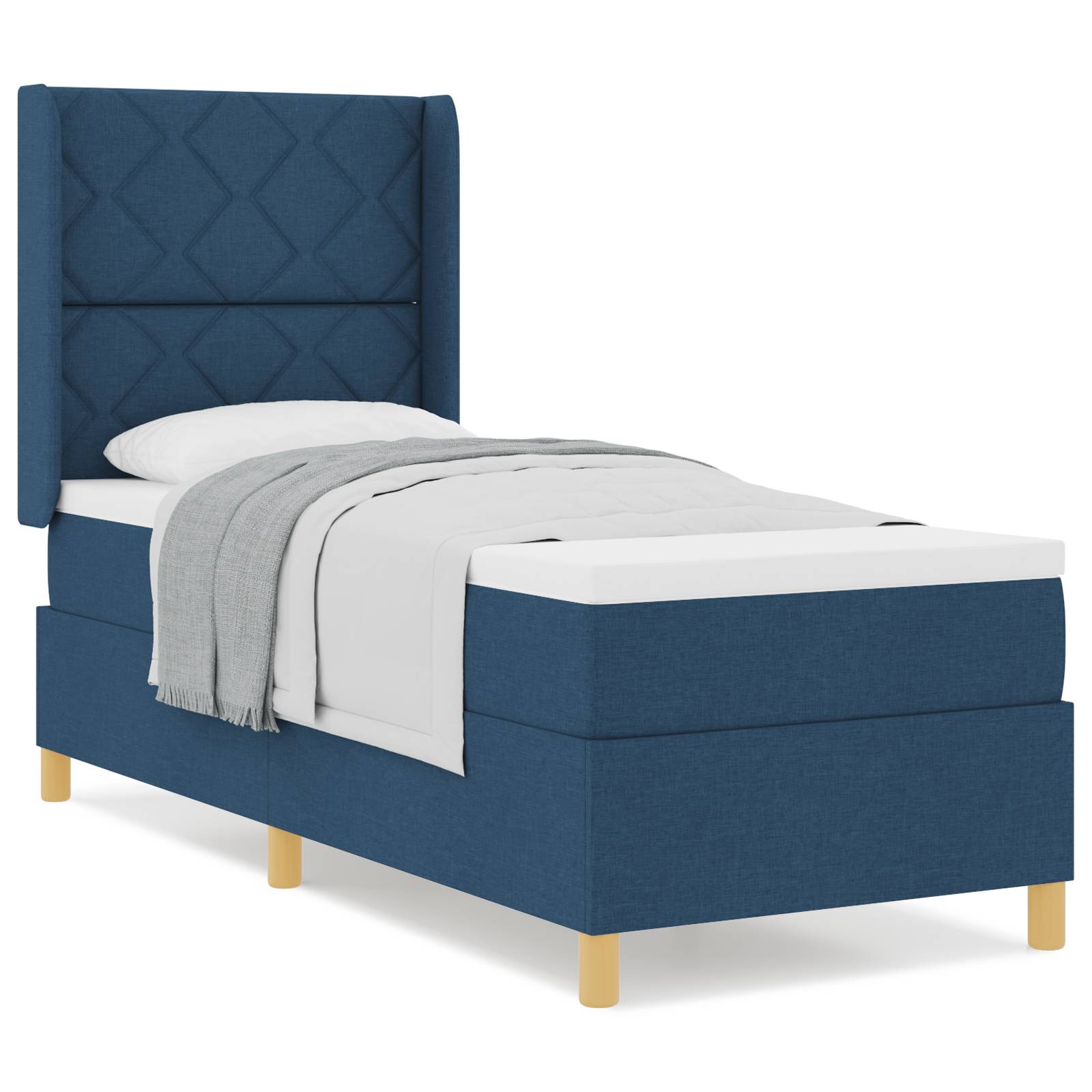 vidaXL Boxspringbett mit Matratze Blau 80x200 cm Stoff