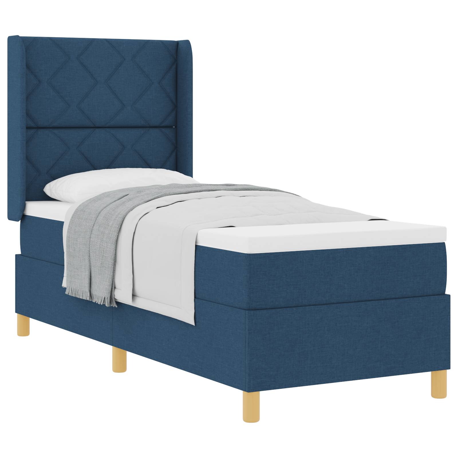 vidaXL Boxspringbett mit Matratze Blau 80x200 cm Stoff