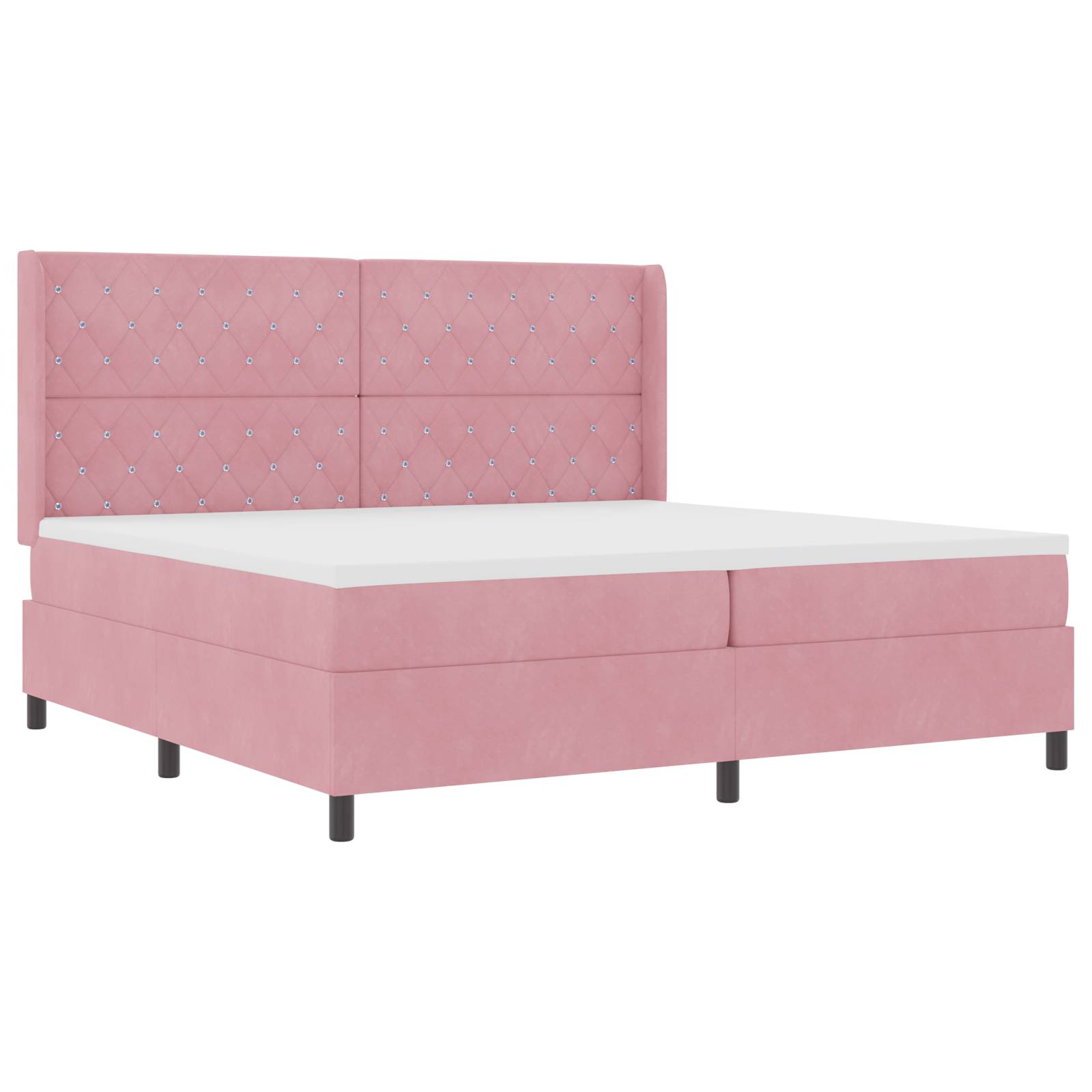 vidaXL Boxspringbett mit Matratze Rosa 200x200 cm Samt