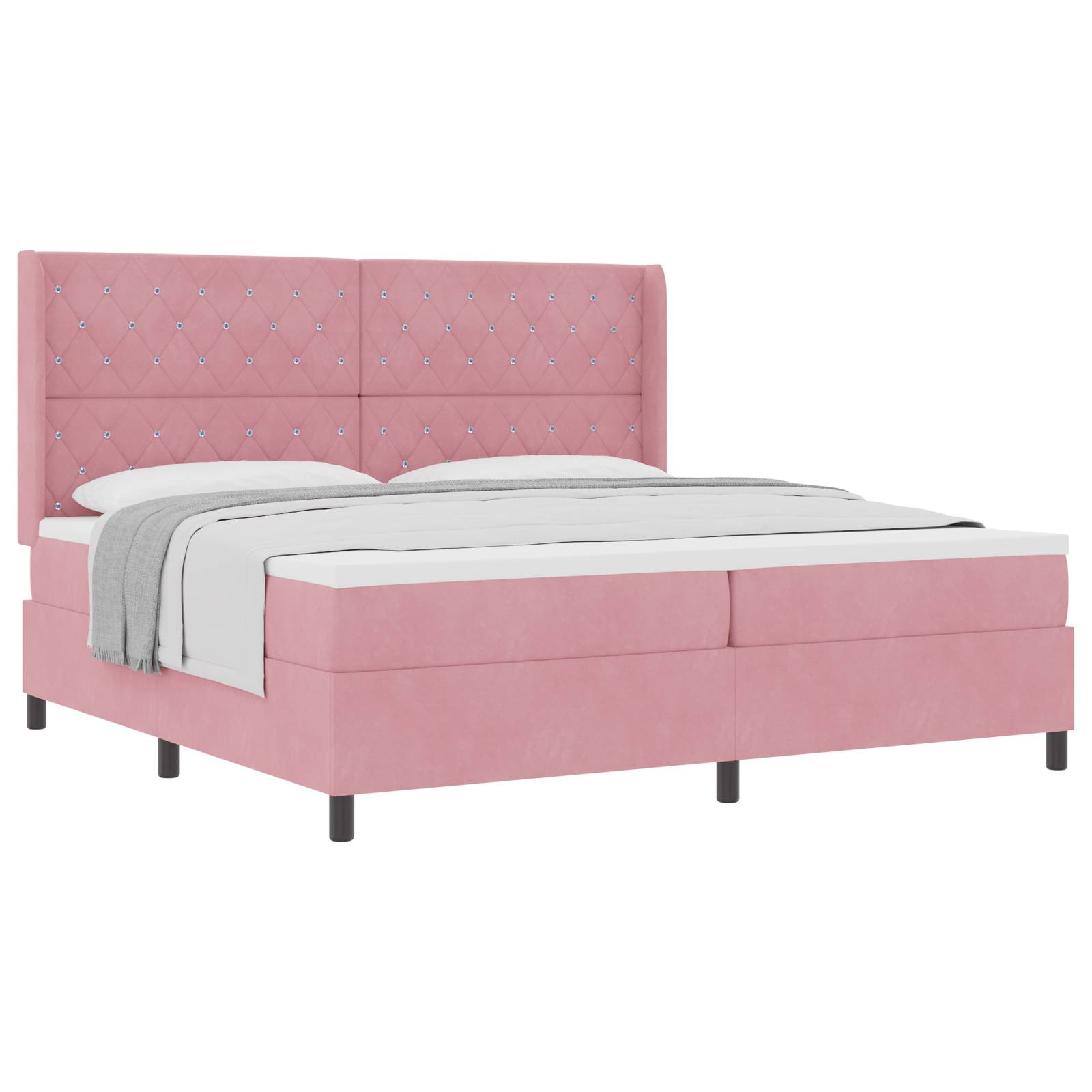 vidaXL Boxspringbett mit Matratze Rosa 200x200 cm Samt
