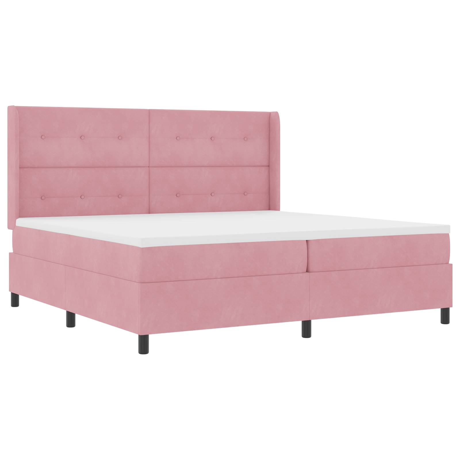 vidaXL LED Boxspringbett mit Matratze Rosa 200x200 cm Samt