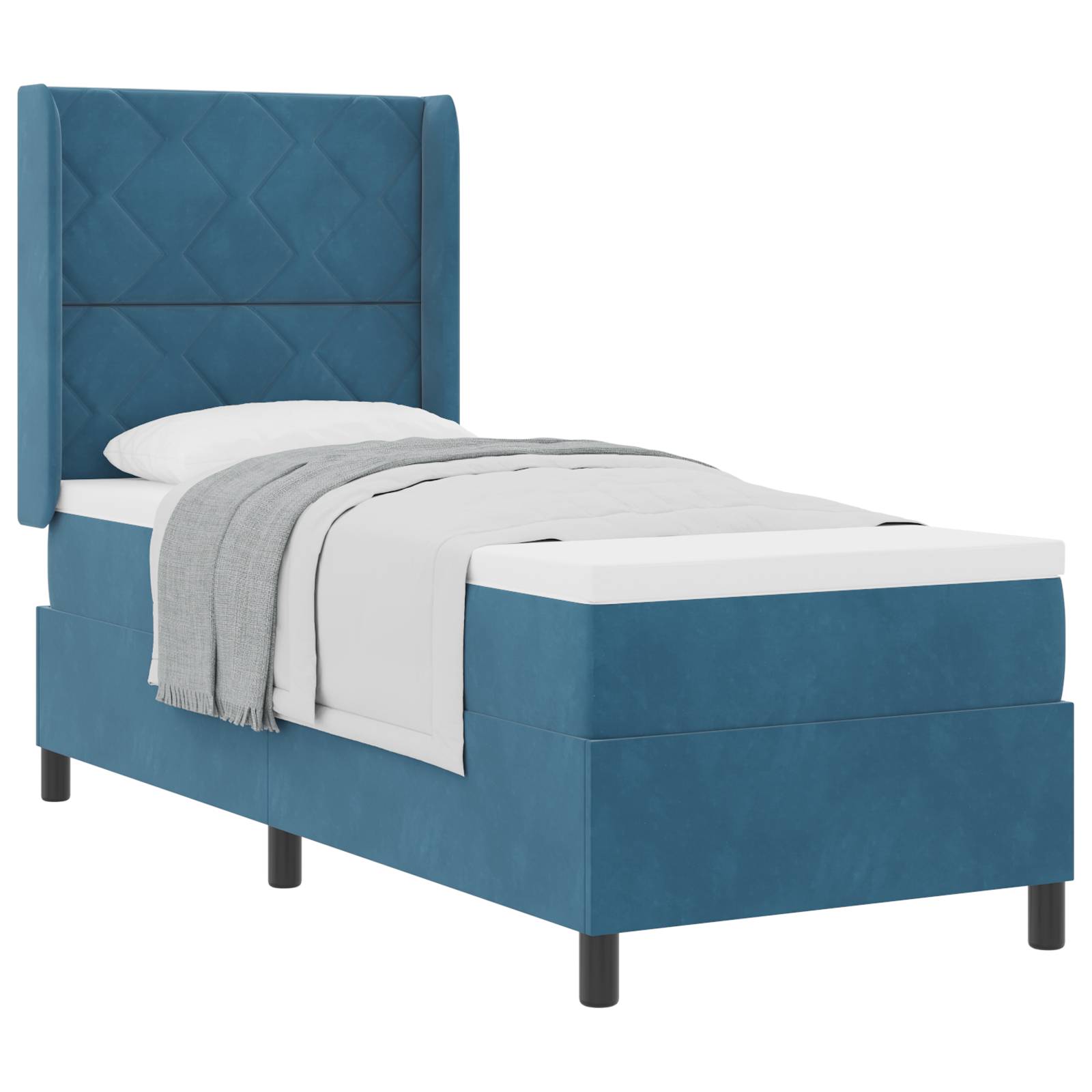 vidaXL Boxspringbett mit Matratze Dunkelblau 80x200 cm Samt
