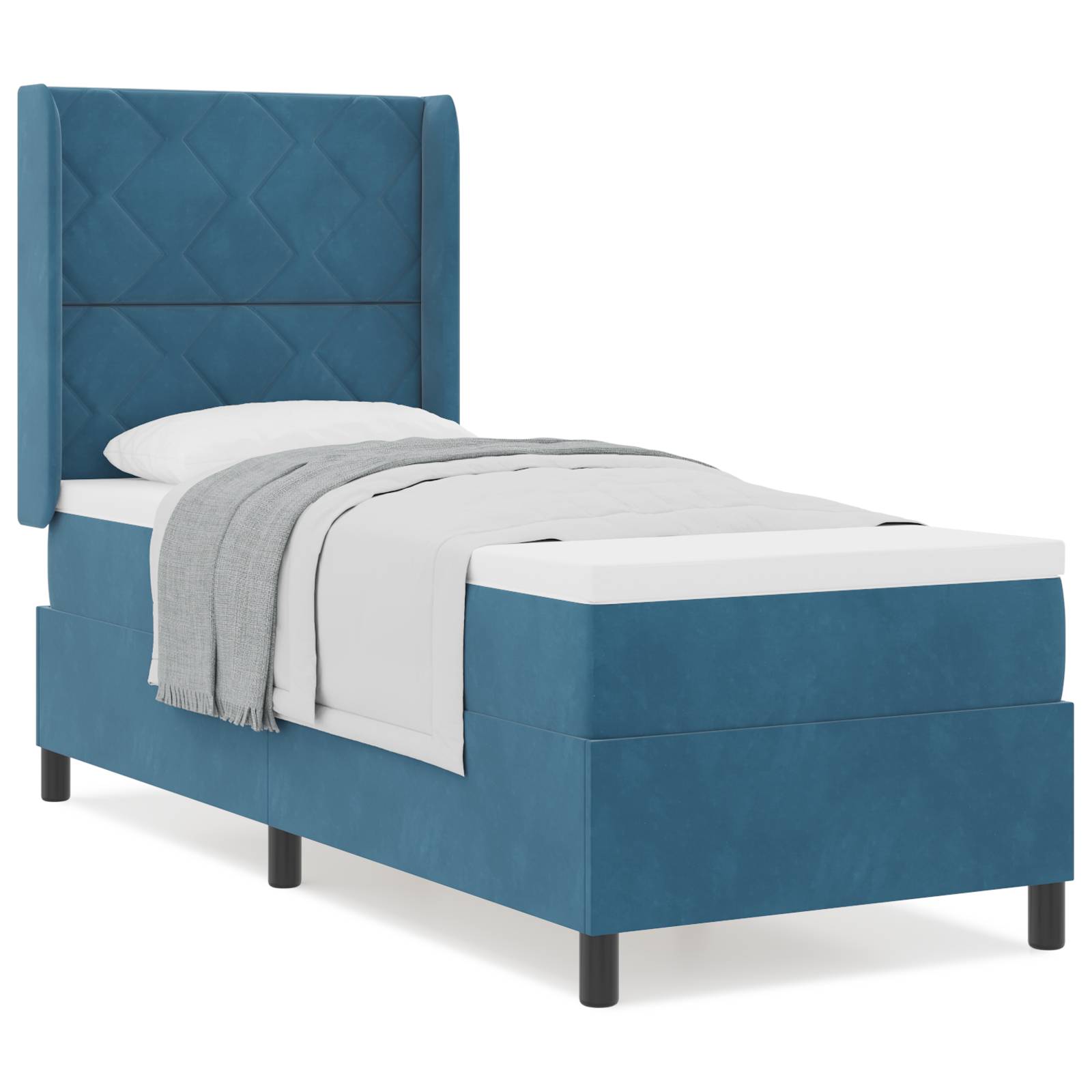 vidaXL Boxspringbett mit Matratze Dunkelblau 80x200 cm Samt