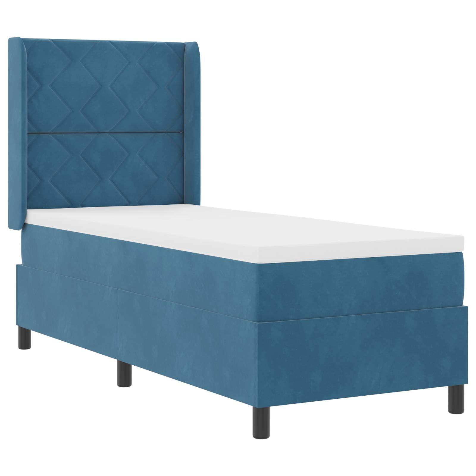vidaXL Boxspringbett mit Matratze Dunkelblau 80x200 cm Samt