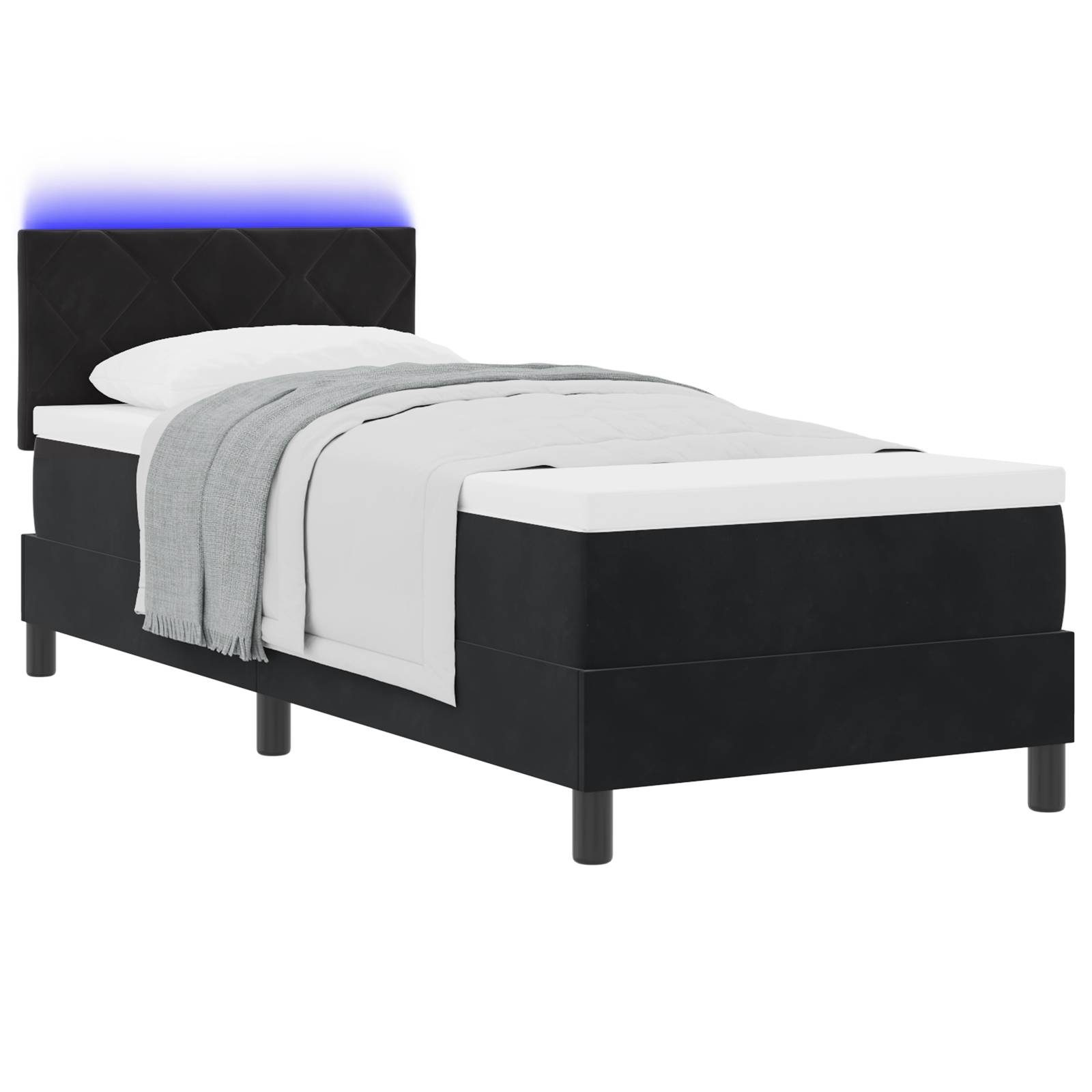vidaXL LED Boxspringbett mit Matratze Schwarz 80x200 cm Samt
