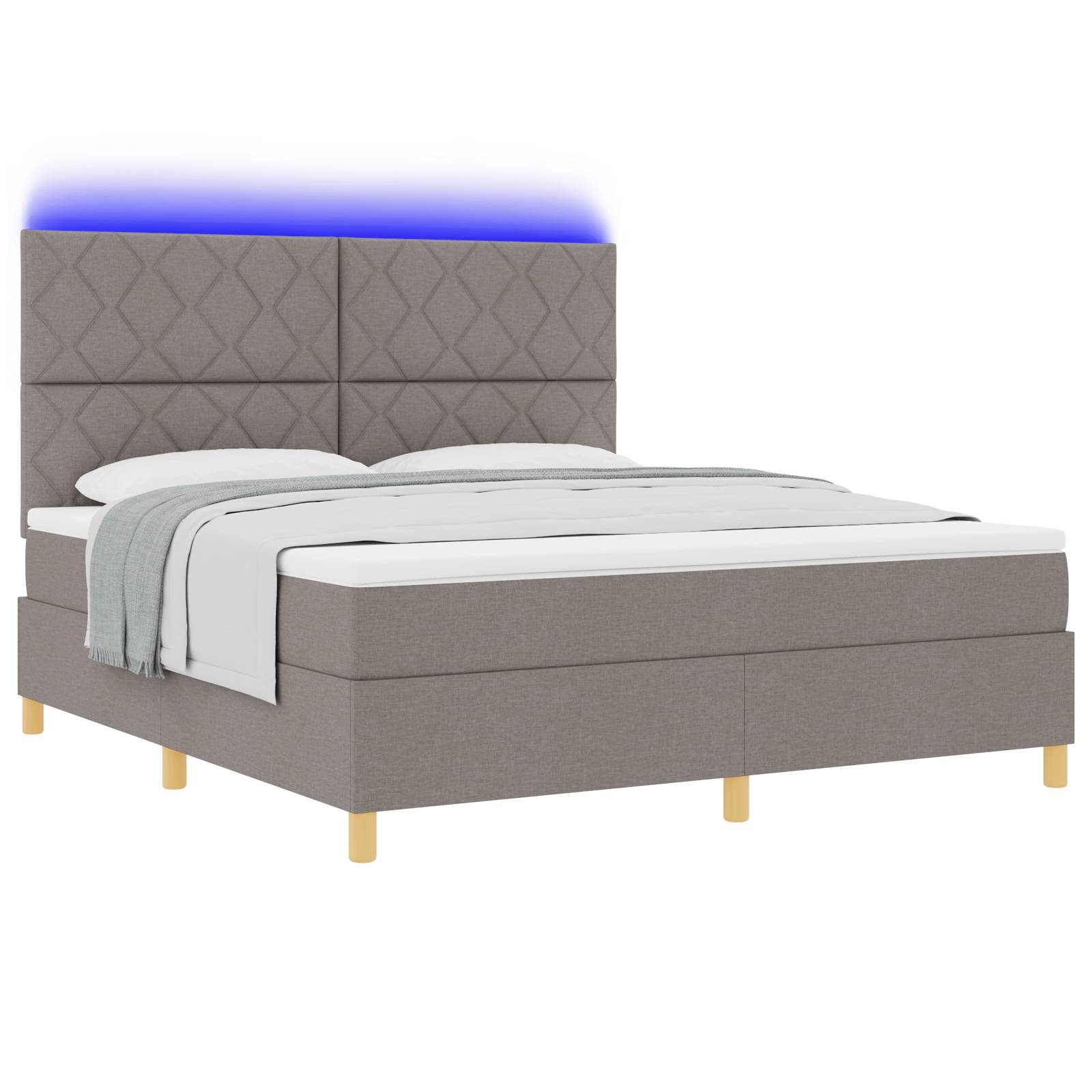vidaXL Boxspringbett mit Matratze & LED Taupe 180x200 cm Stoff