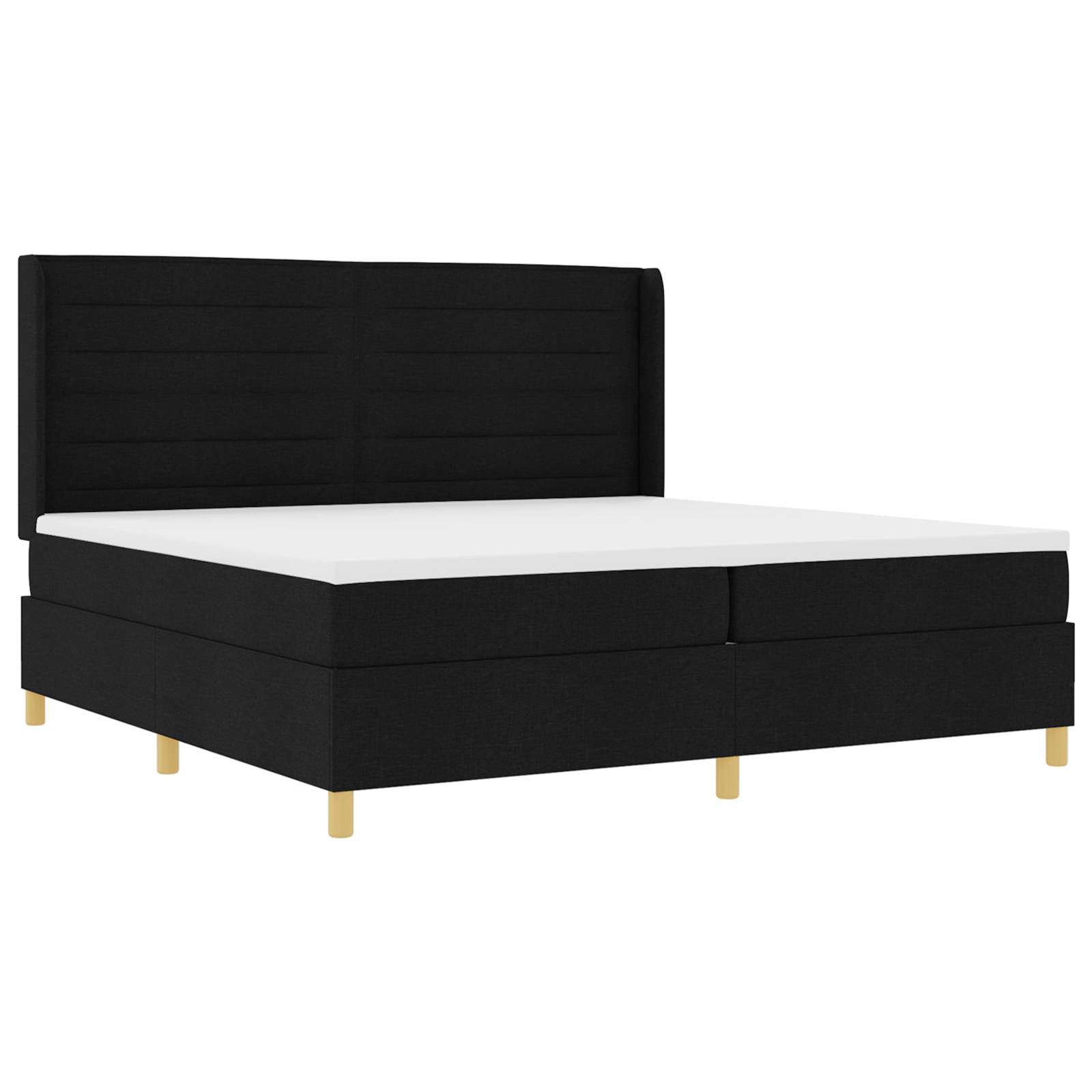 vidaXL LED Boxspringbett mit Matratze Schwarz 200x200 cm Stoff