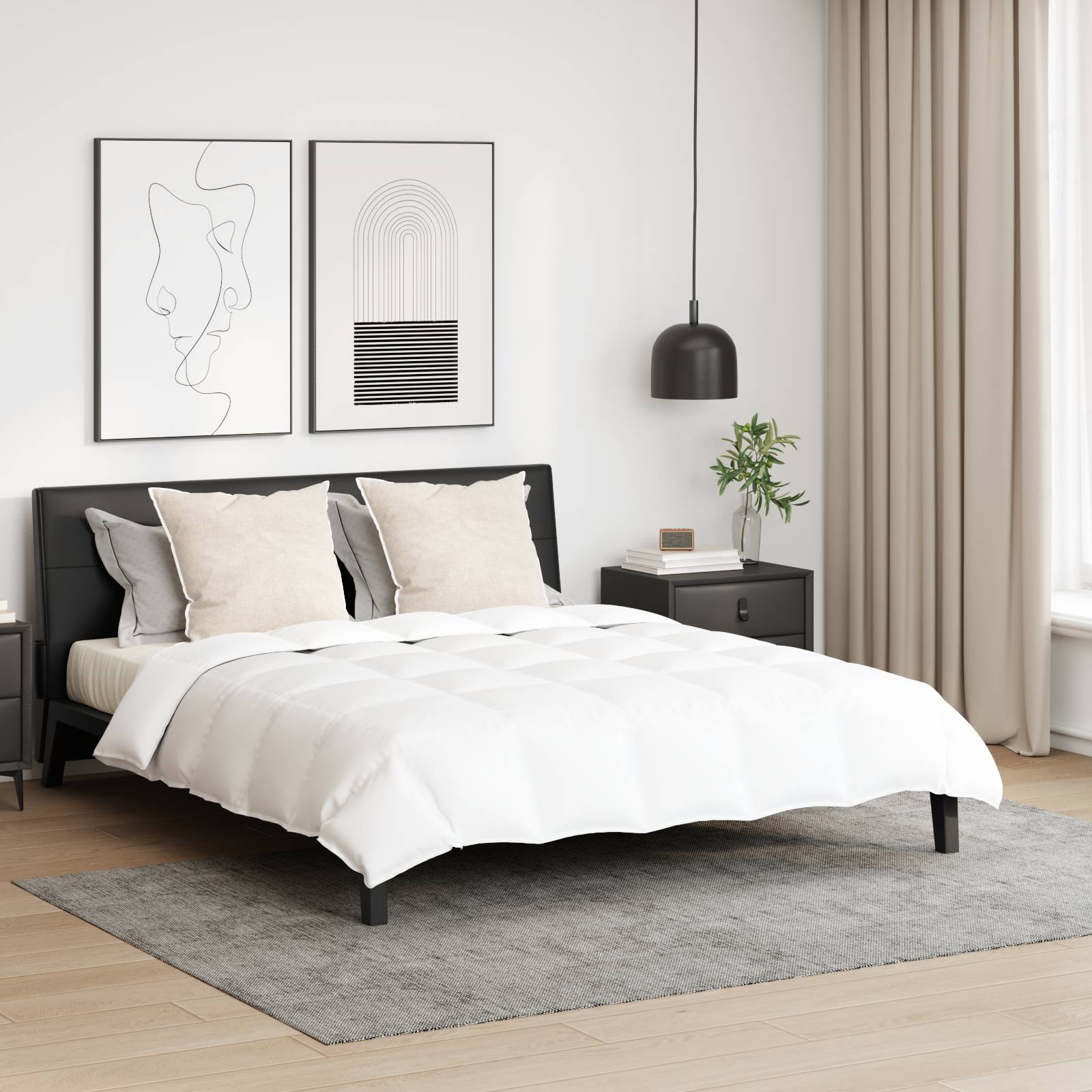 vidaXL Bettdecke mit Kissen 3 pcs Weiß 240 x 220 cm Daunen
