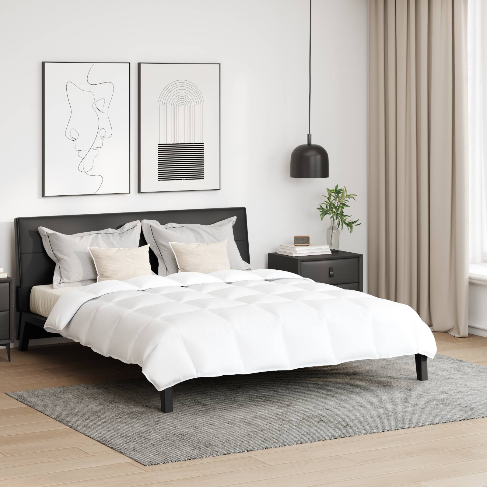vidaXL Bettdecke Sonstiges mit Kissen 3 pcs Weiß 240 x 220 cm Daunen